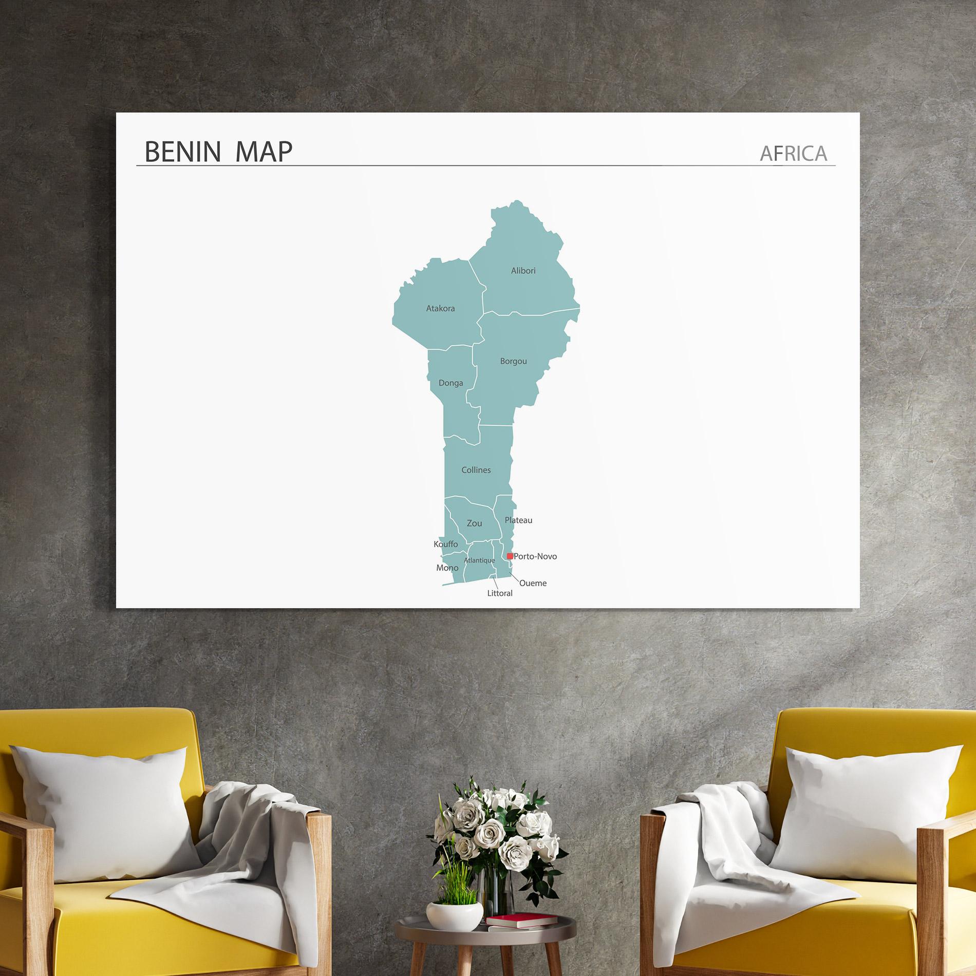 Üvegkép Benin Map mockup 4