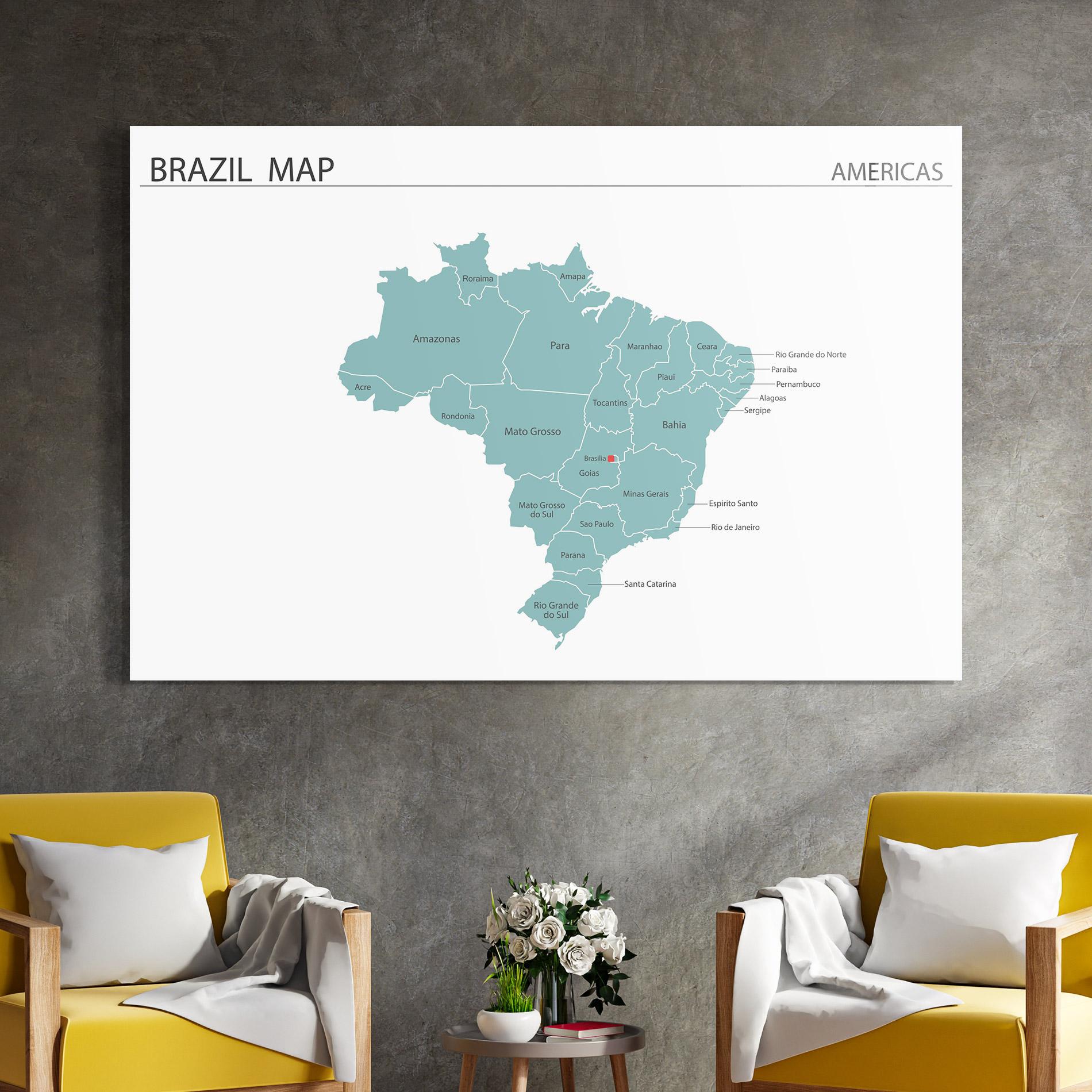 Üvegkép Brazil Map mockup 4