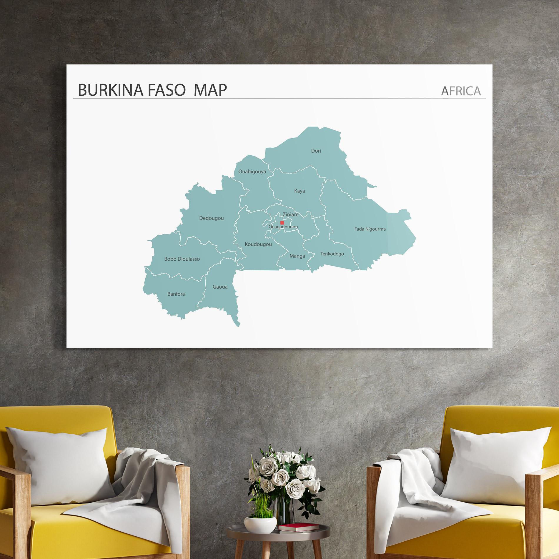 Üvegkép Burkina Faso Map mockup 4