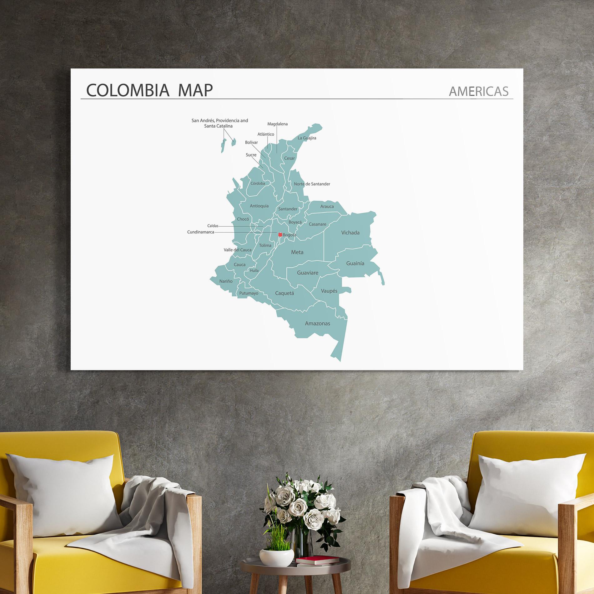 Üvegkép Colombia Map mockup 4