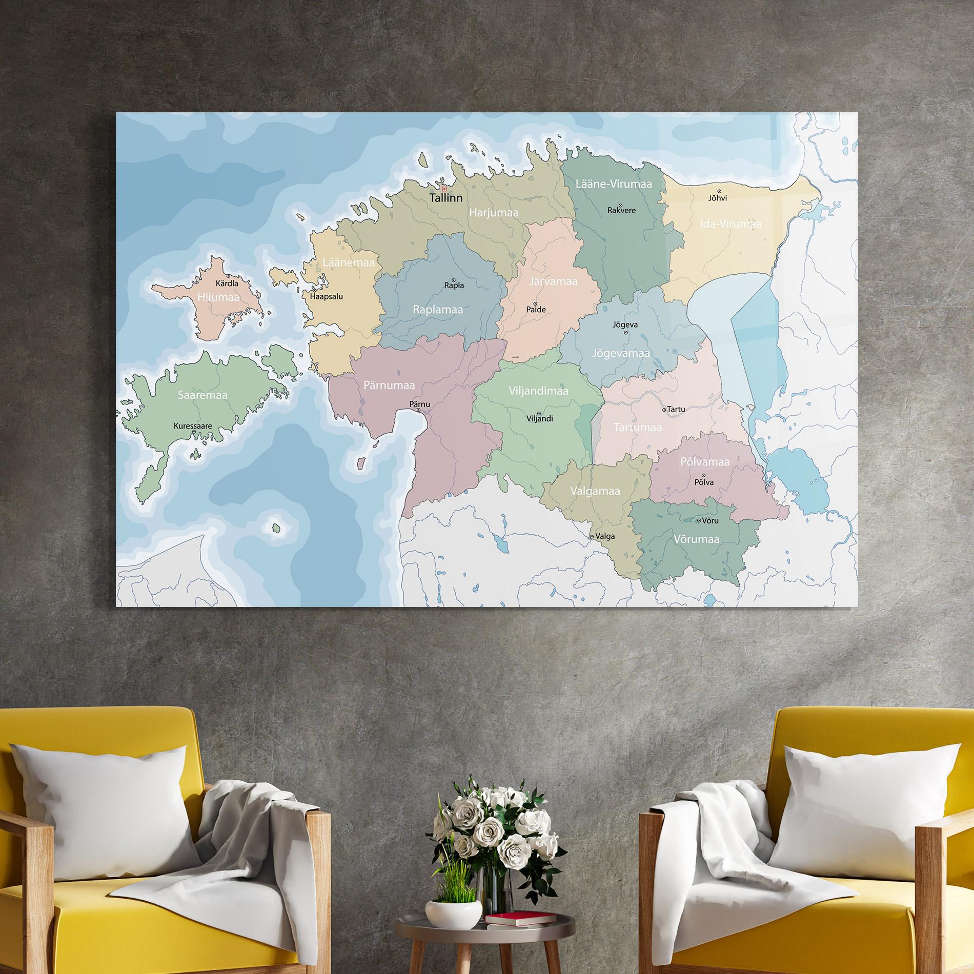 Üvegkép Estonia Map mockup 4