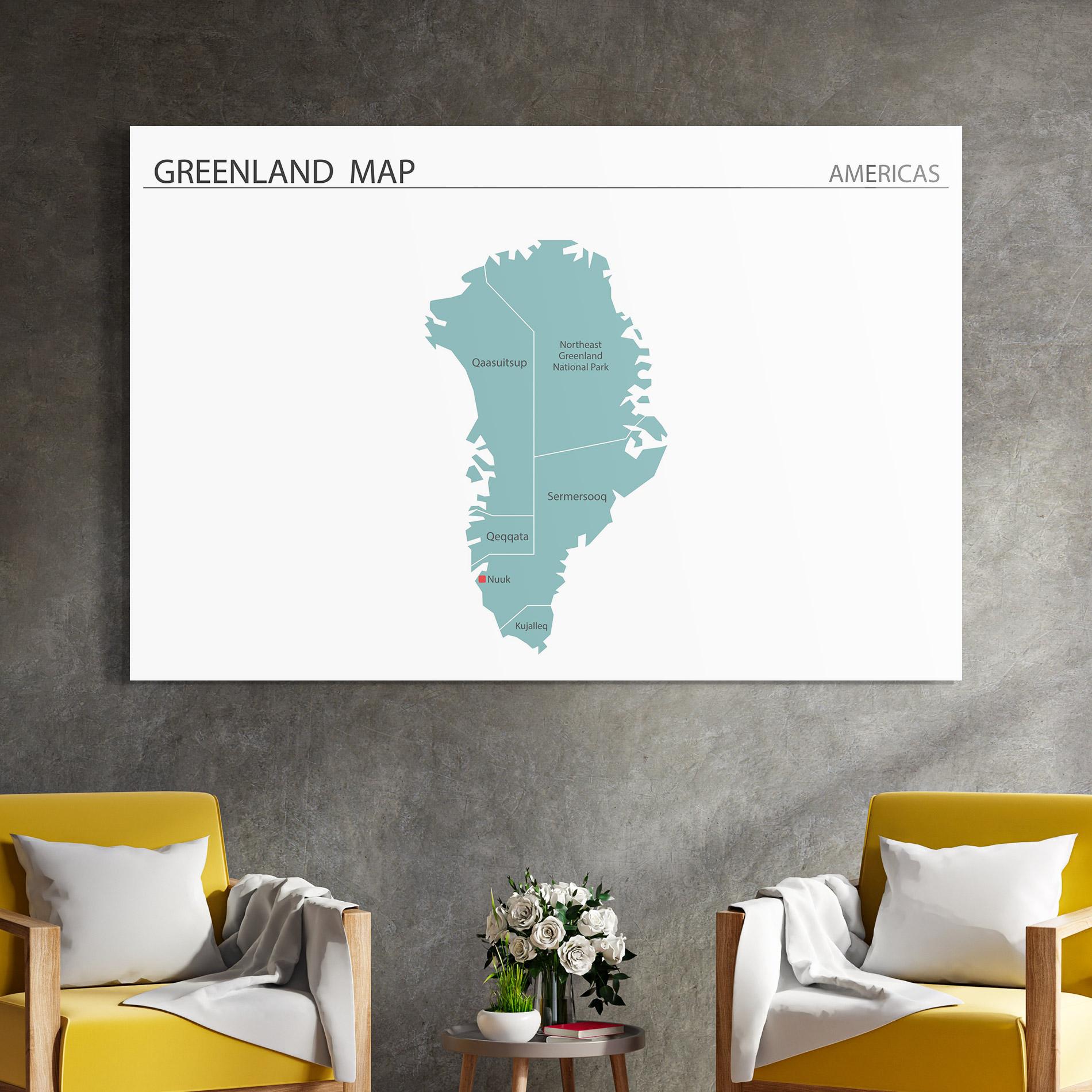 Üvegkép Greenland Map mockup 4