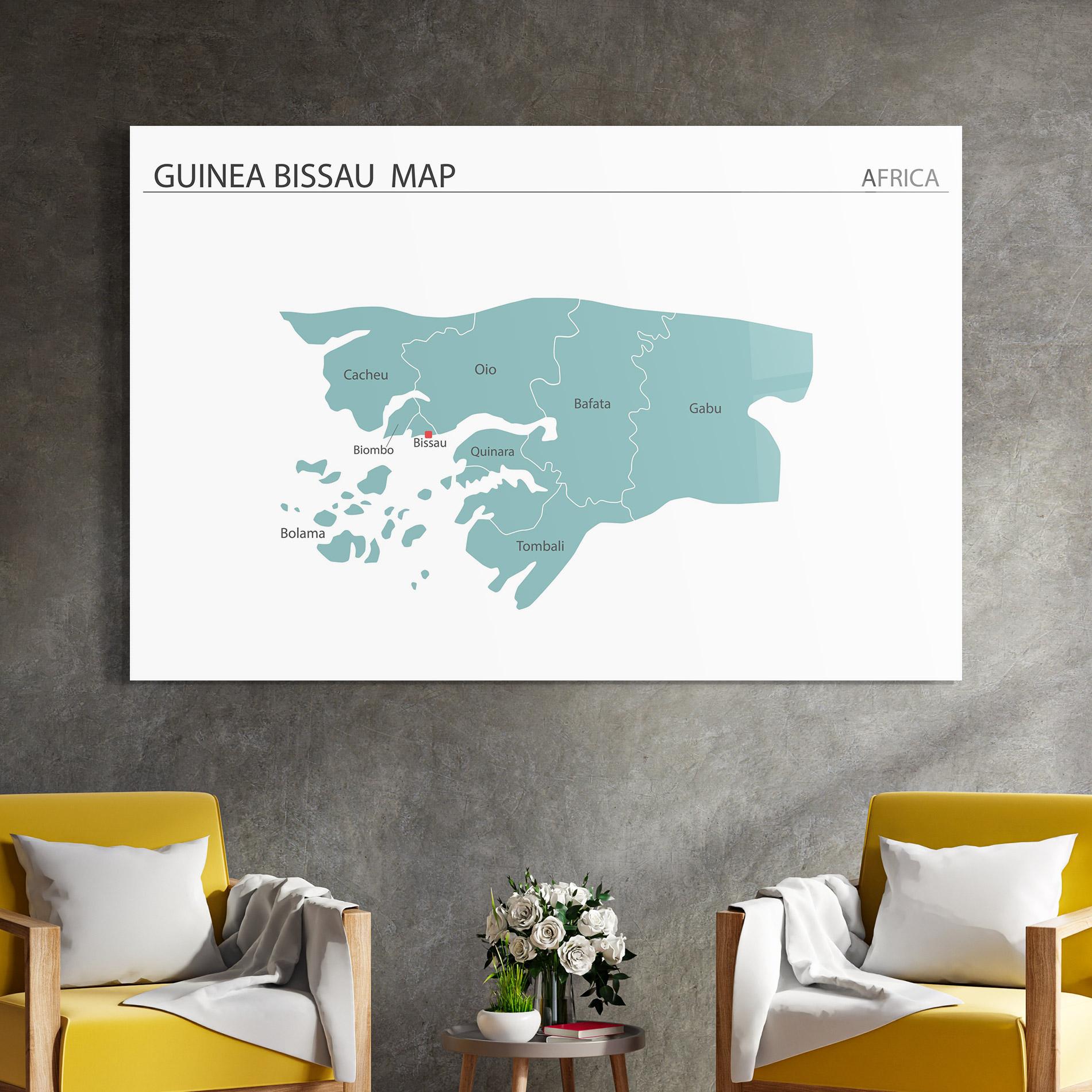 Üvegkép Guinea Bissau Map mockup 4