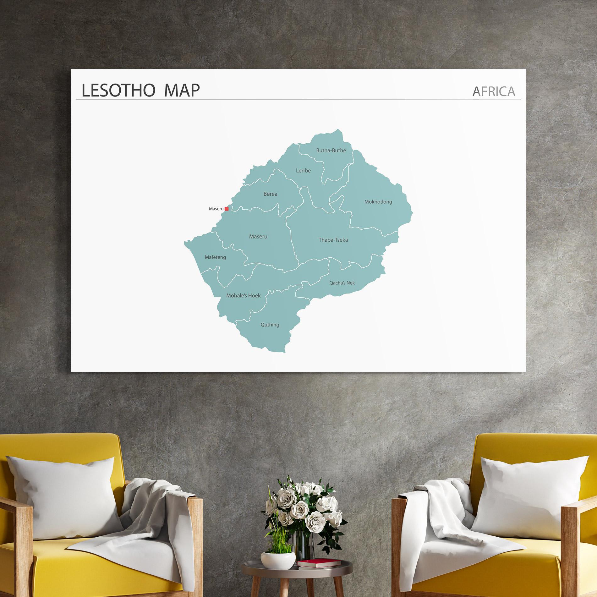 Üvegkép Lesotho Map mockup 4