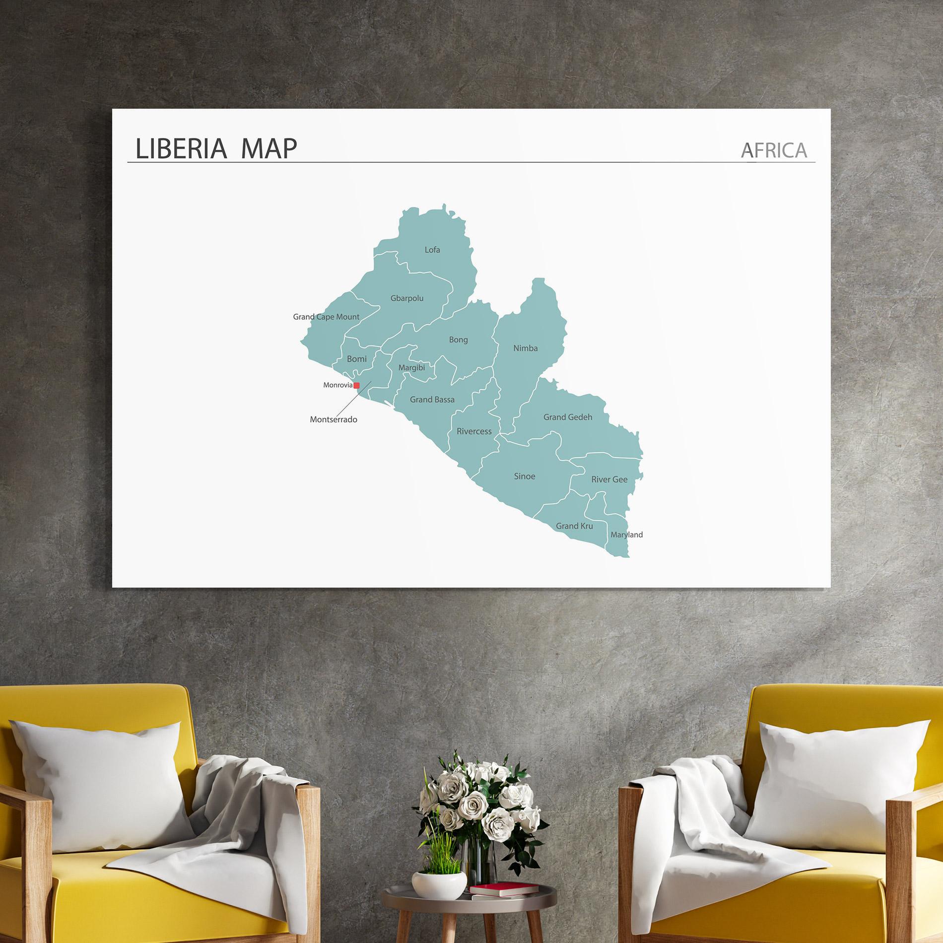 Üvegkép Liberia Map mockup 4