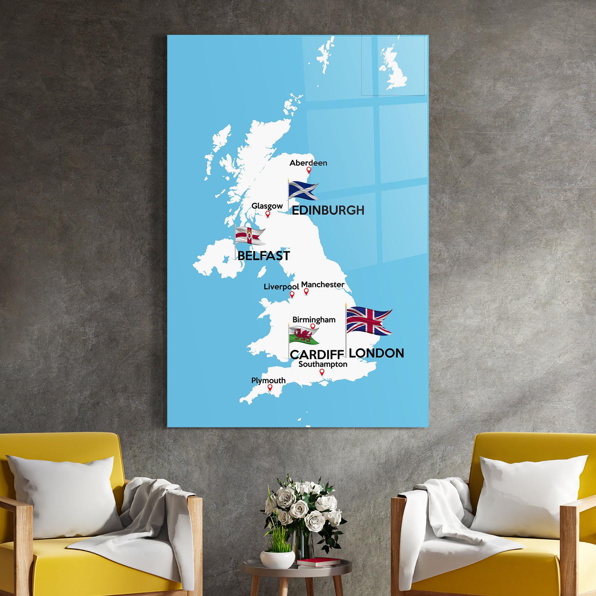 Üvegkép England Map mockup 4