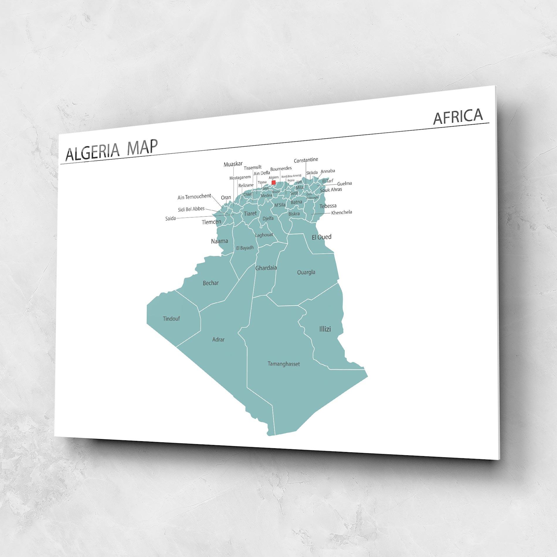 Üvegkép Algeria Map mockup 1