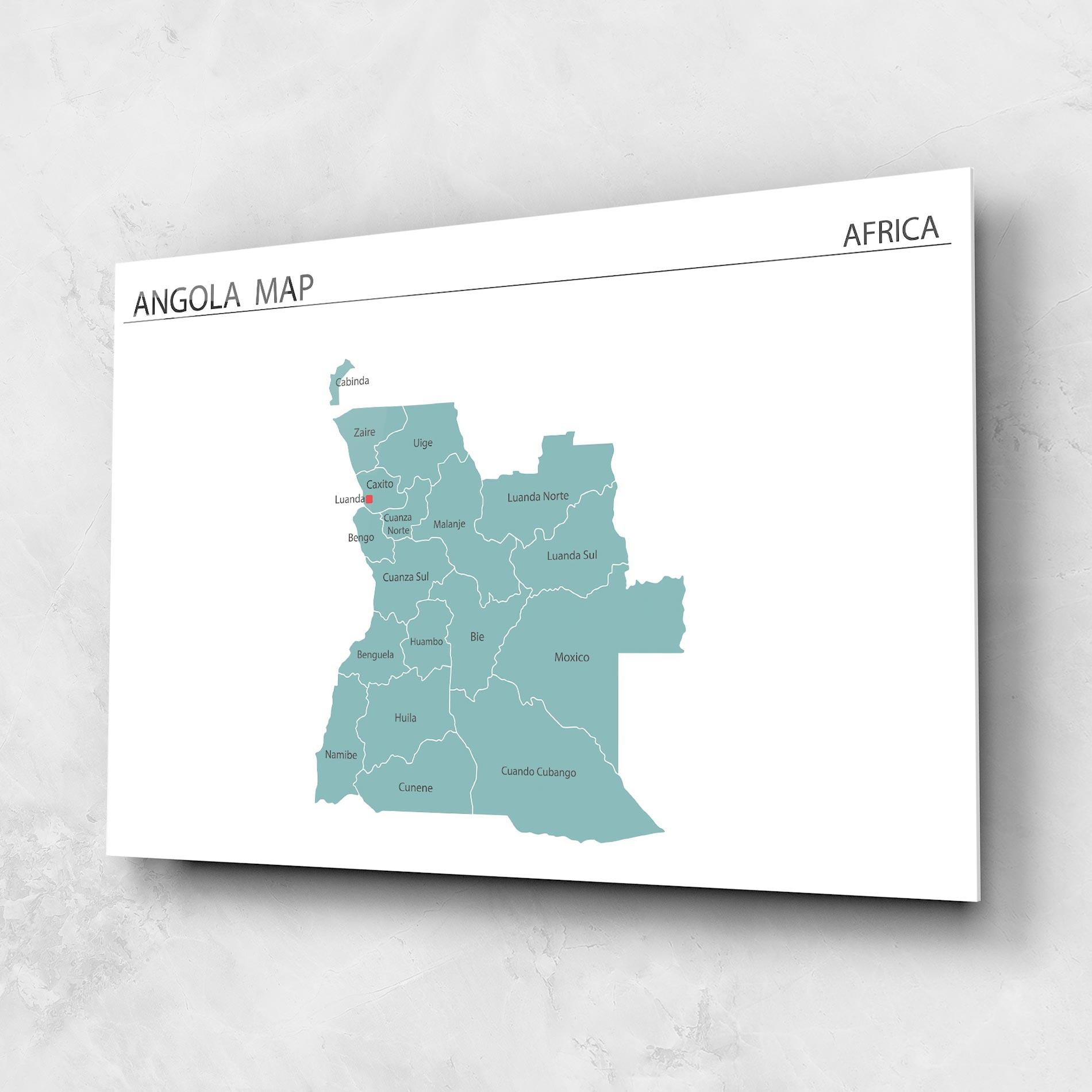 Üvegkép Angola Map mockup 1
