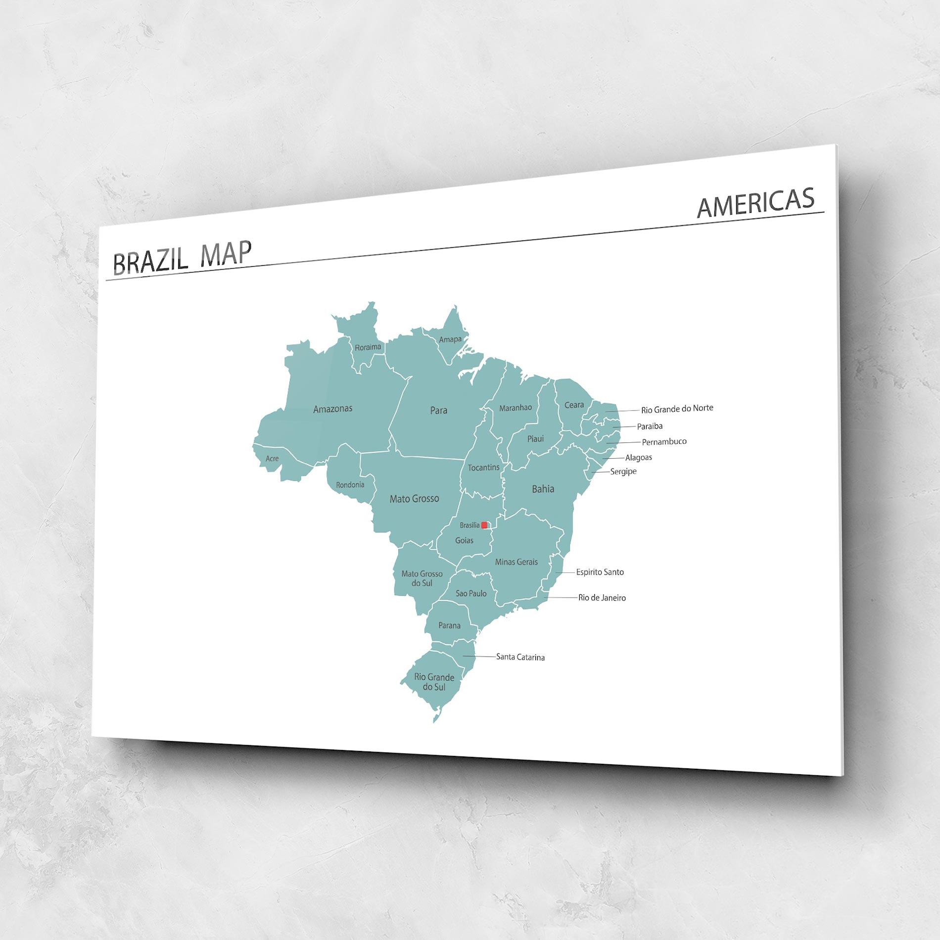 Üvegkép Brazil Map mockup 1
