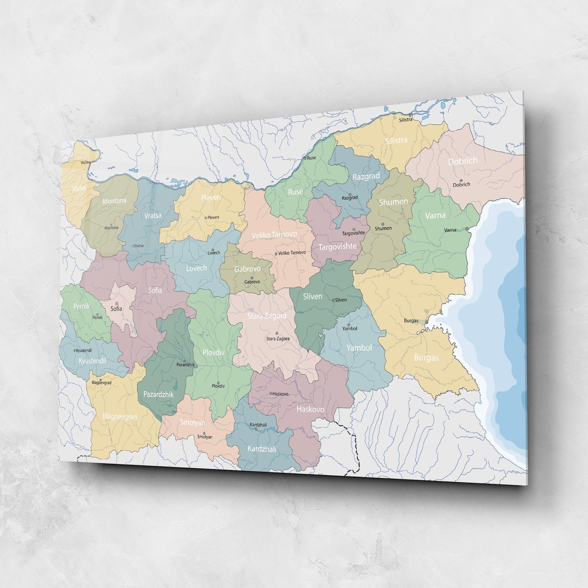 Üvegkép Bulgaria Map mockup 1