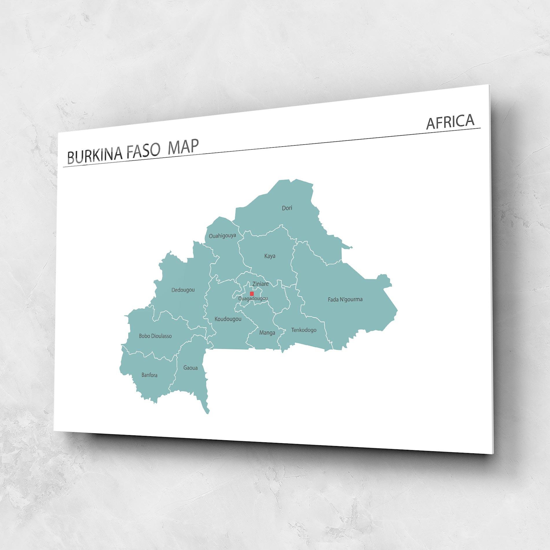 Üvegkép Burkina Faso Map mockup 1