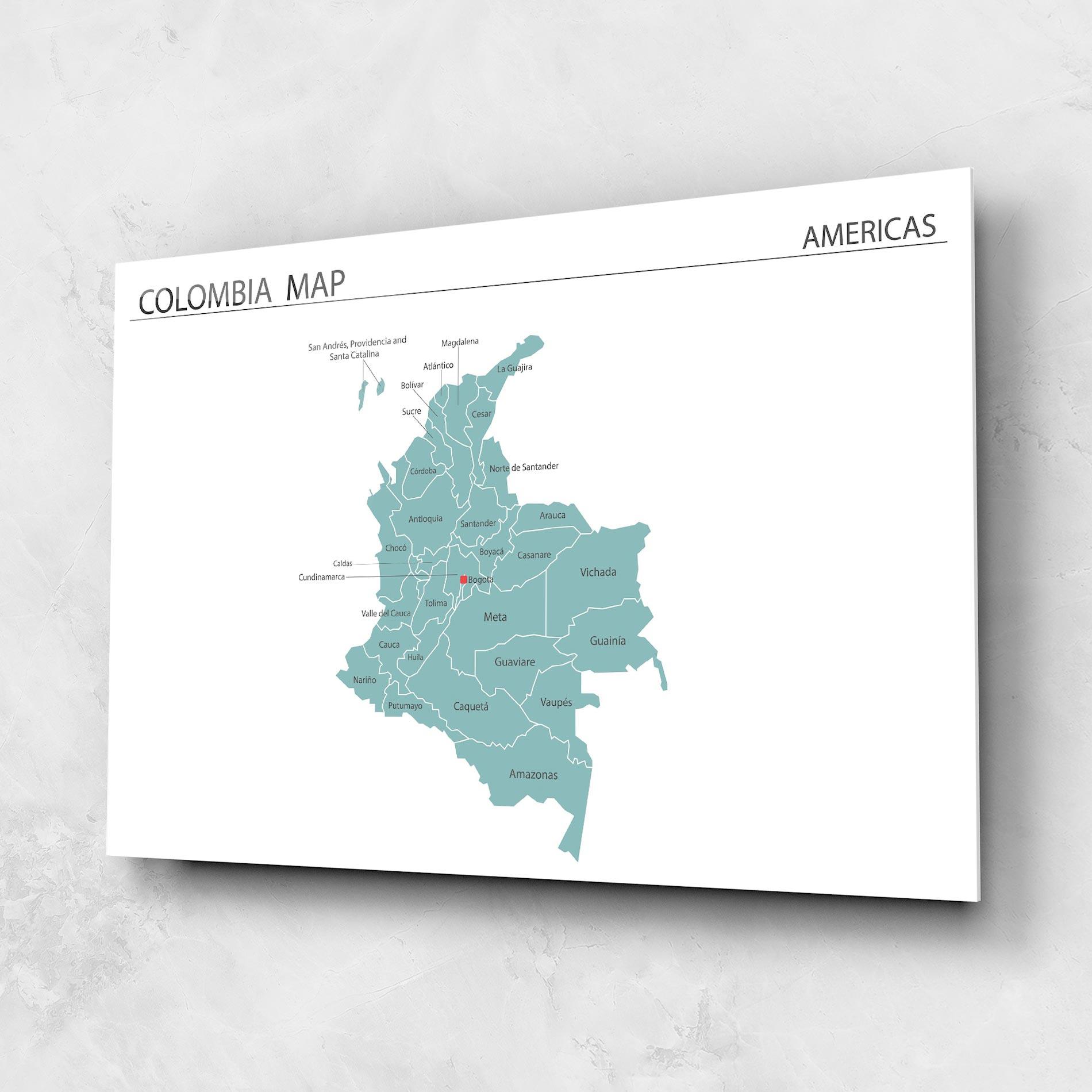 Üvegkép Colombia Map mockup 1