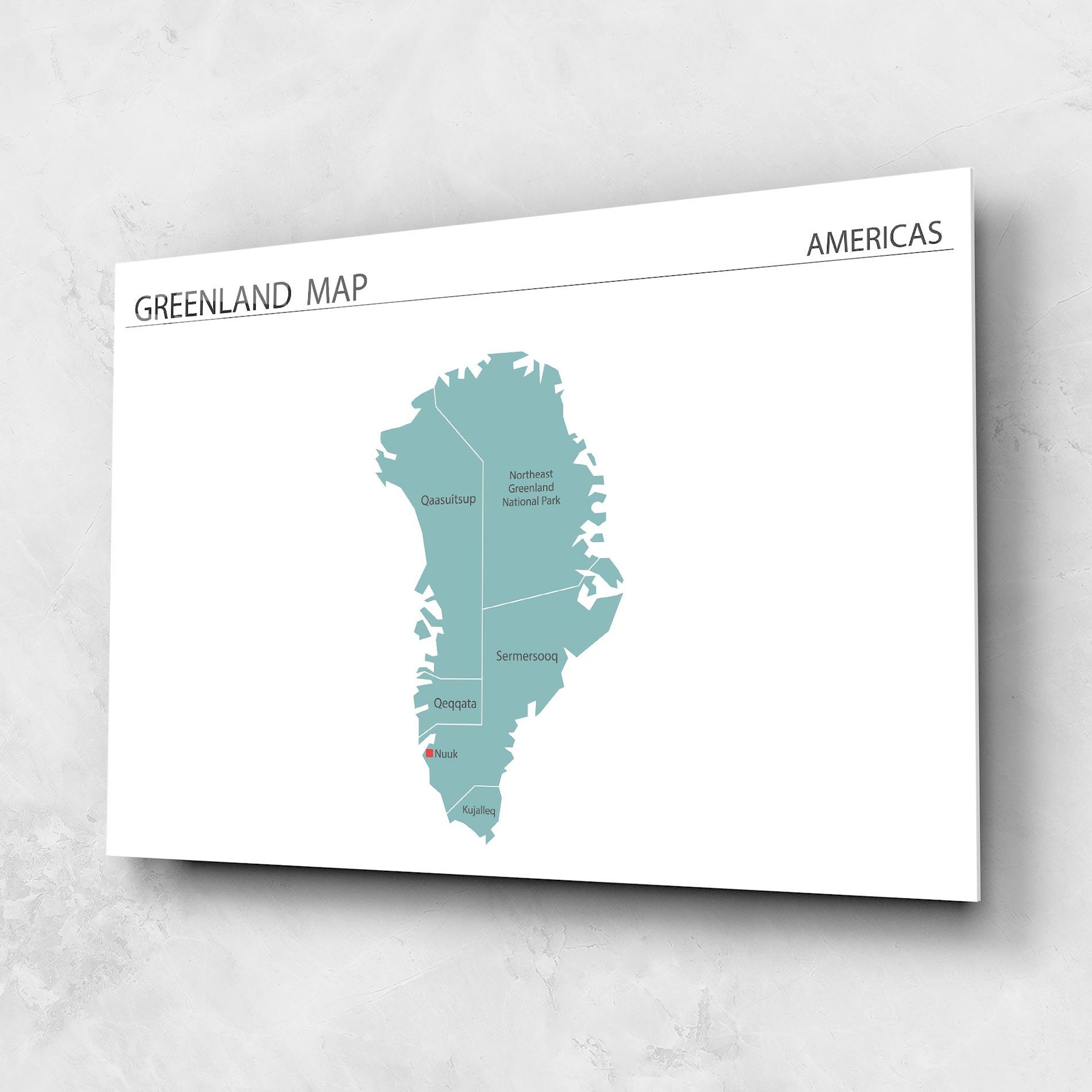 Üvegkép Greenland Map mockup 1