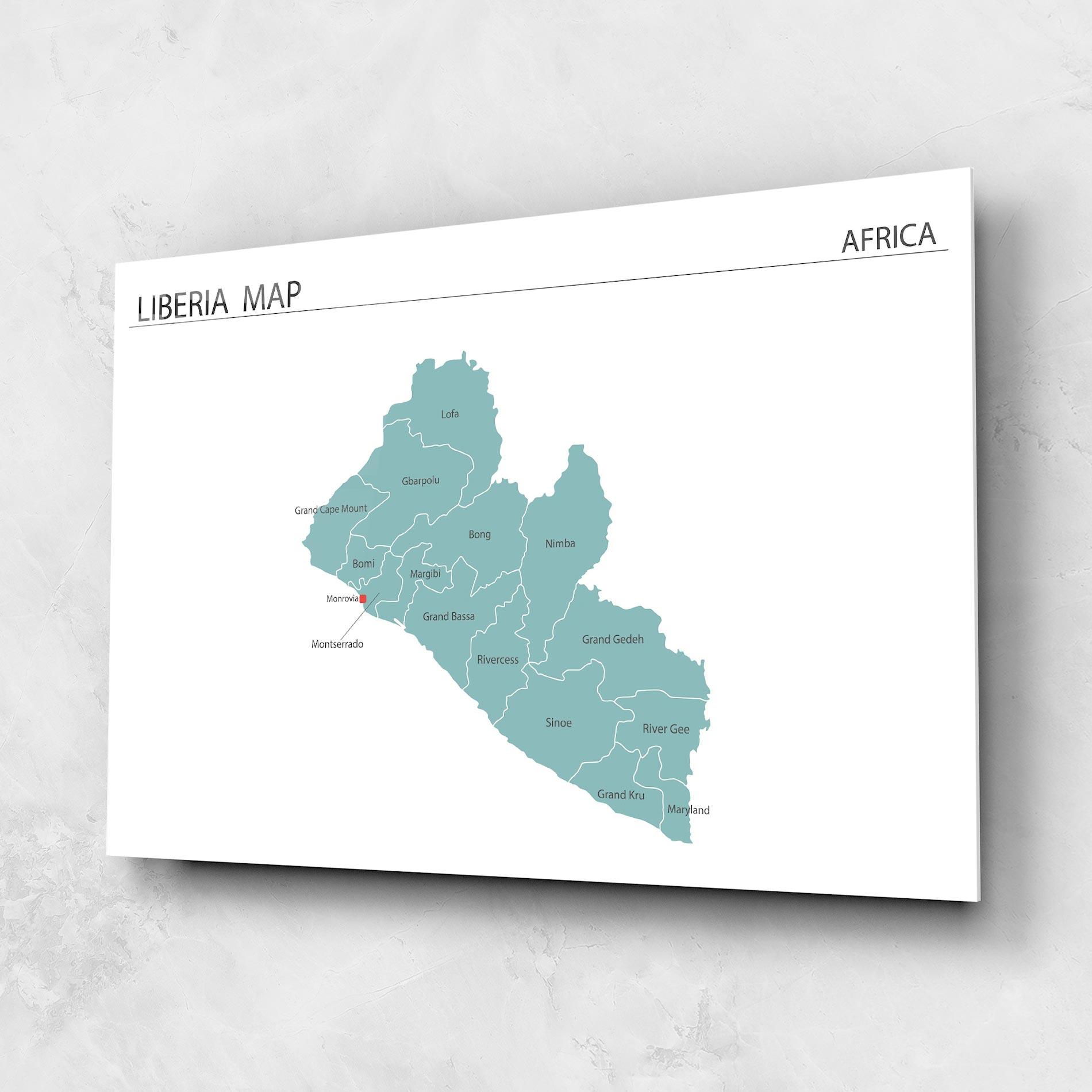 Üvegkép Liberia Map mockup 1