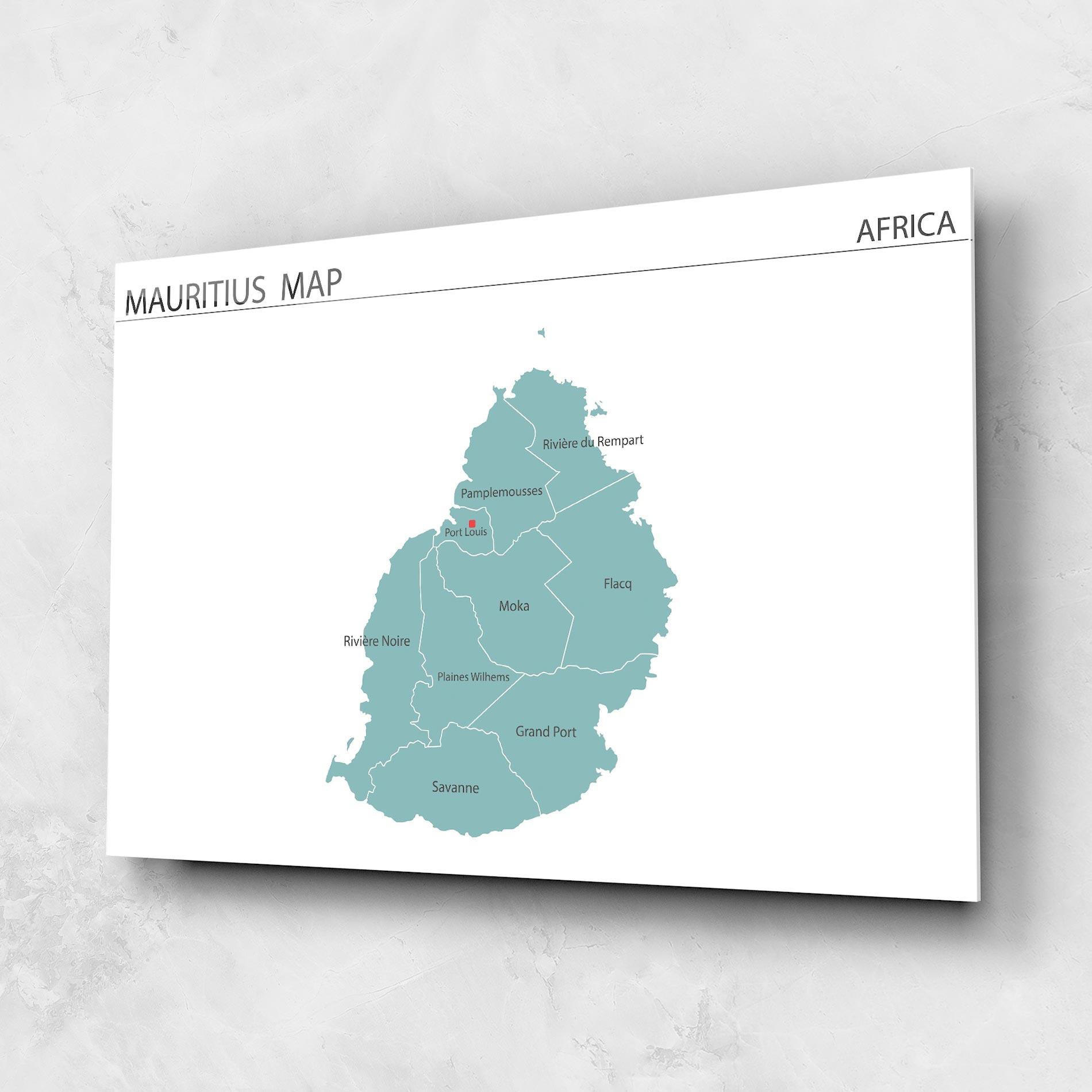 Üvegkép Mauritius Map mockup 1