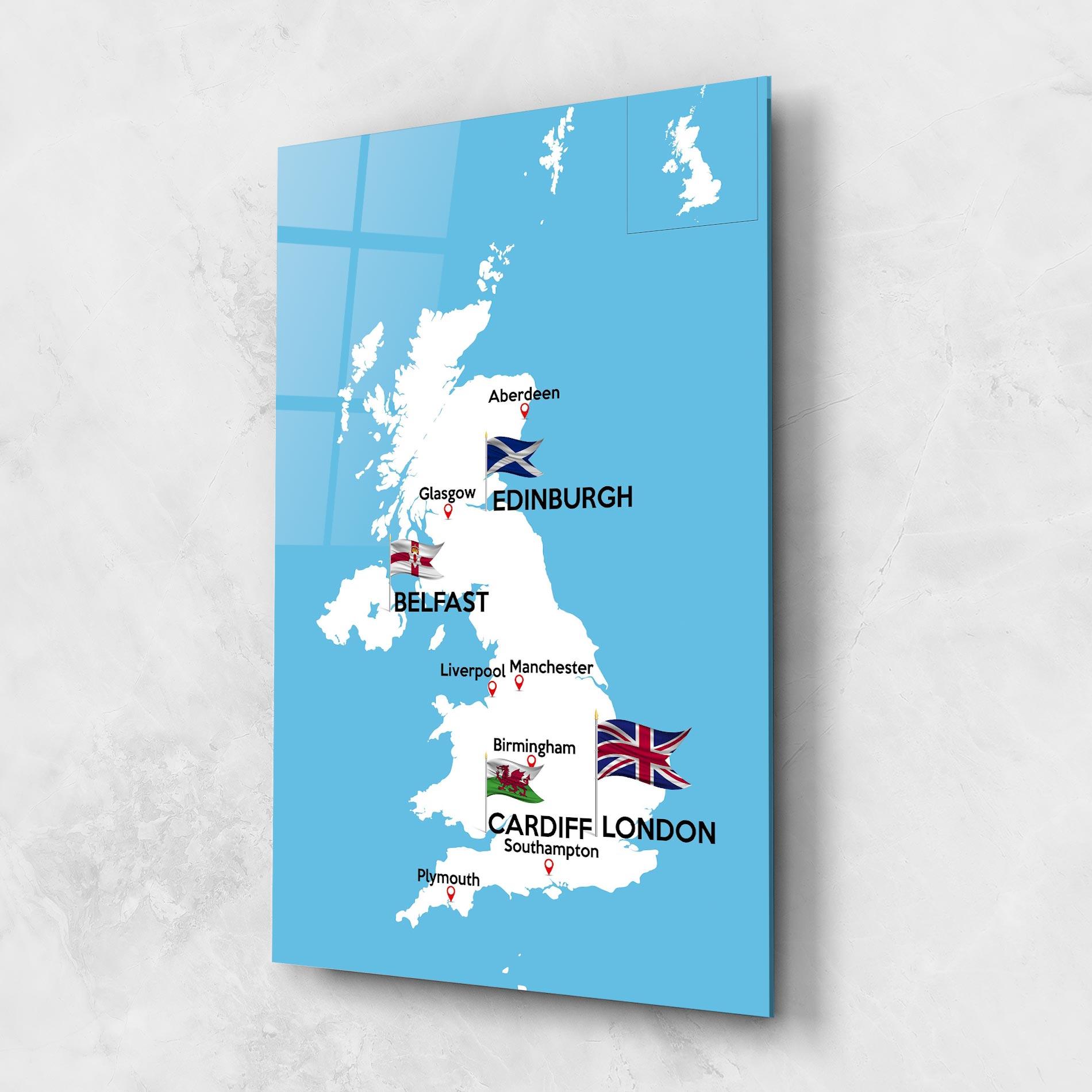 Üvegkép England Map mockup 1