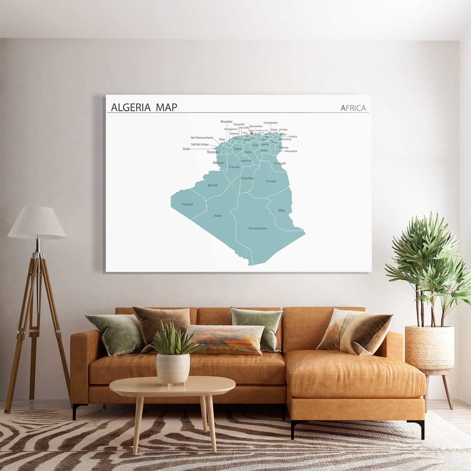 Üvegkép Algeria Map mockup 7
