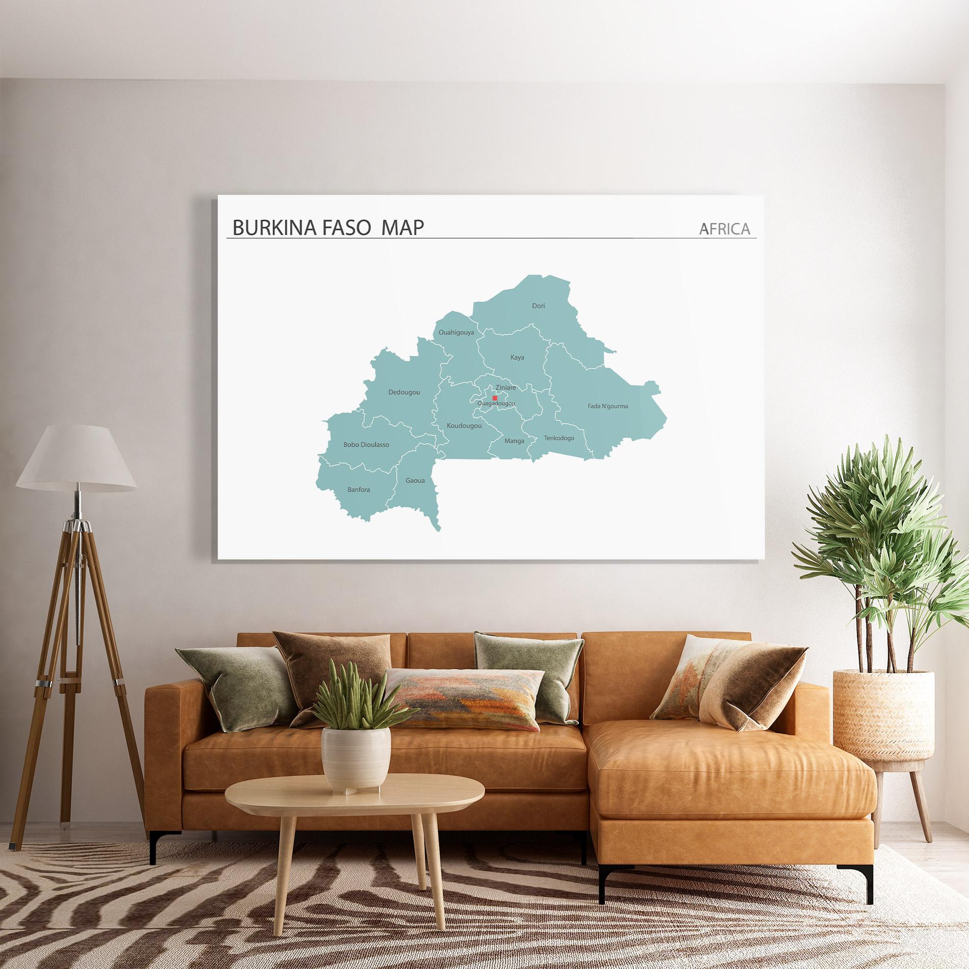 Üvegkép Burkina Faso Map mockup 7