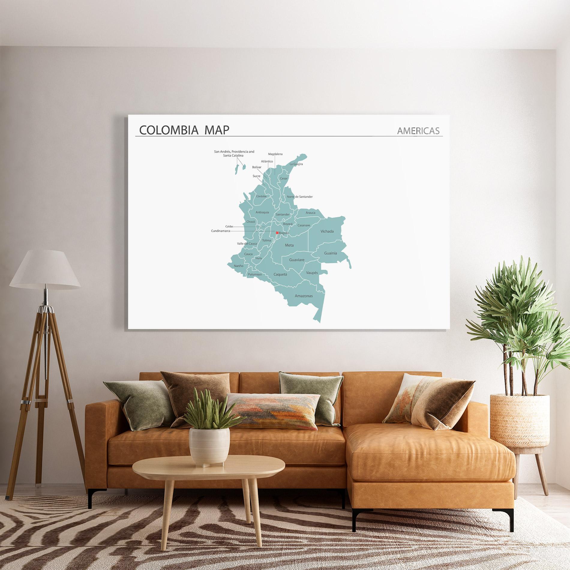 Üvegkép Colombia Map mockup 7