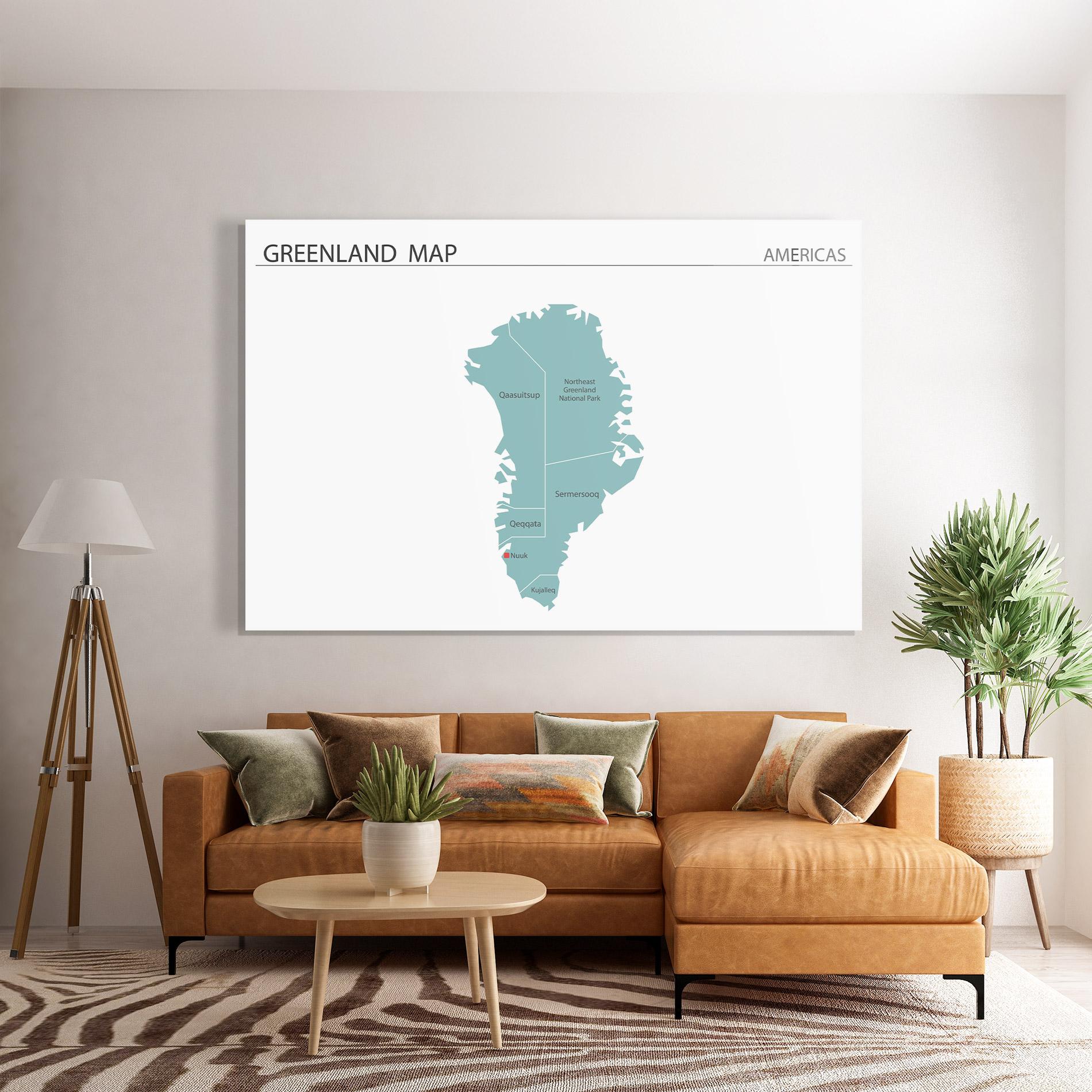Üvegkép Greenland Map mockup 7