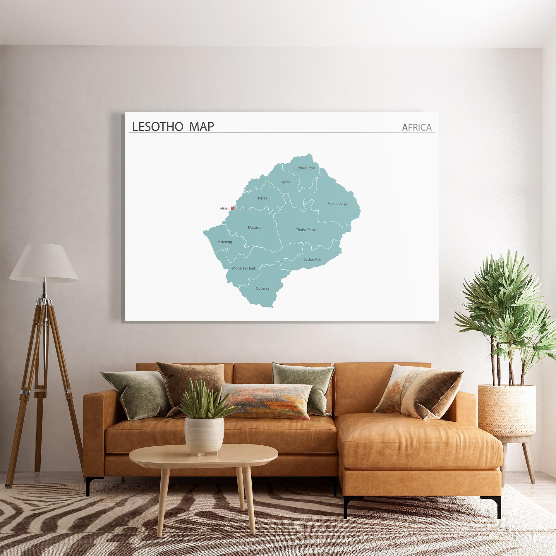 Üvegkép Lesotho Map mockup 7