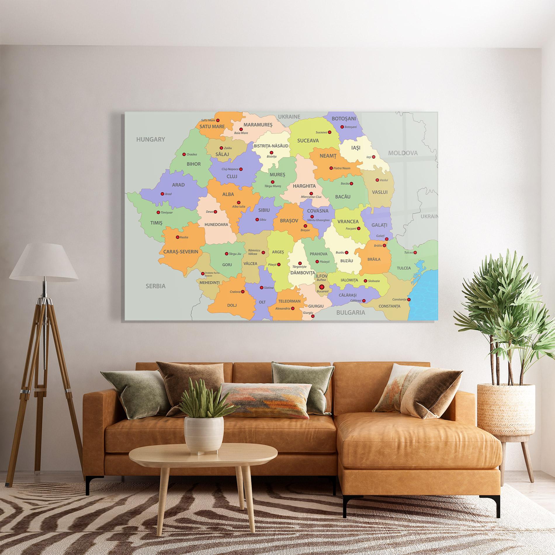 Üvegkép Romania Map mockup 7