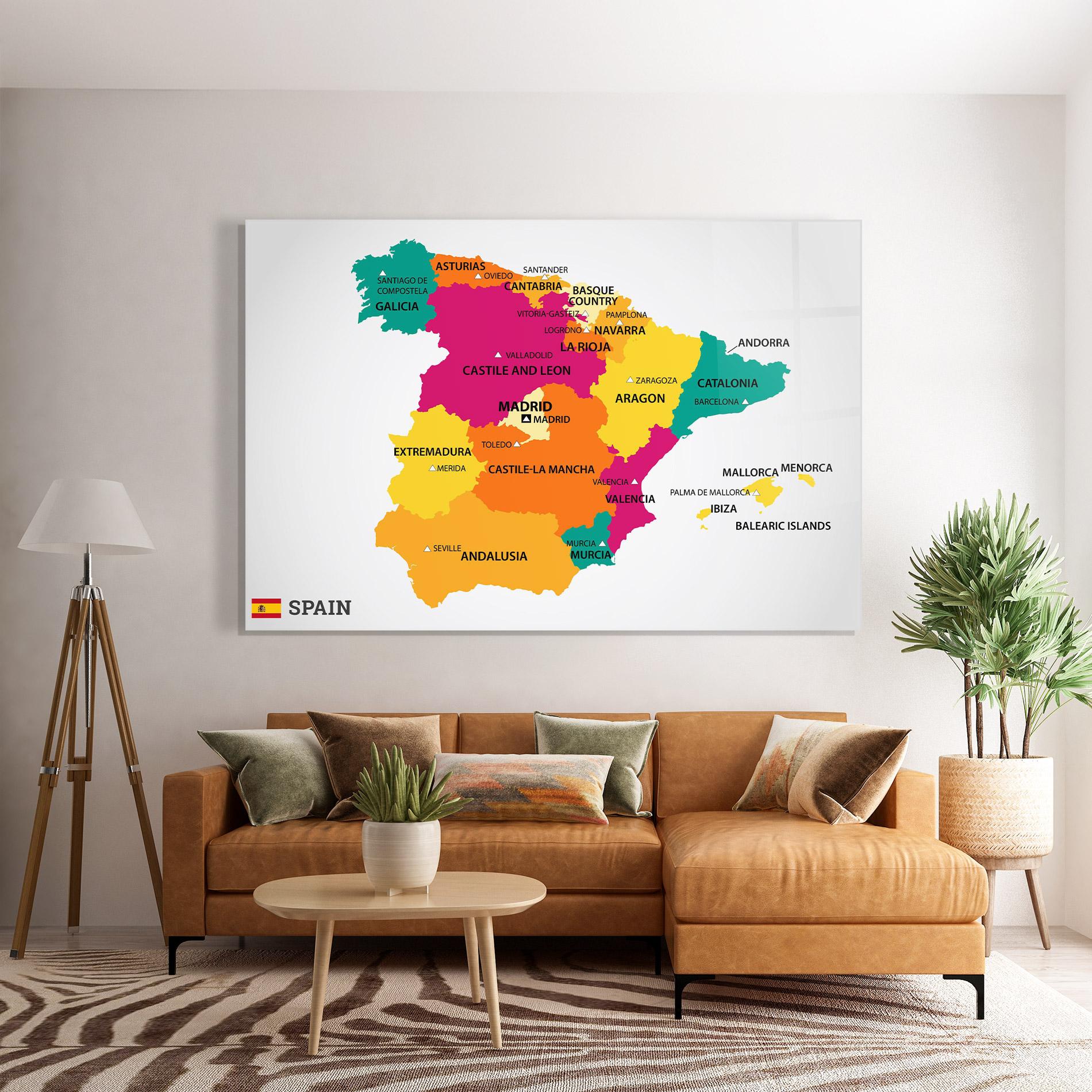 Üvegkép Spain Colorful Map mockup 7