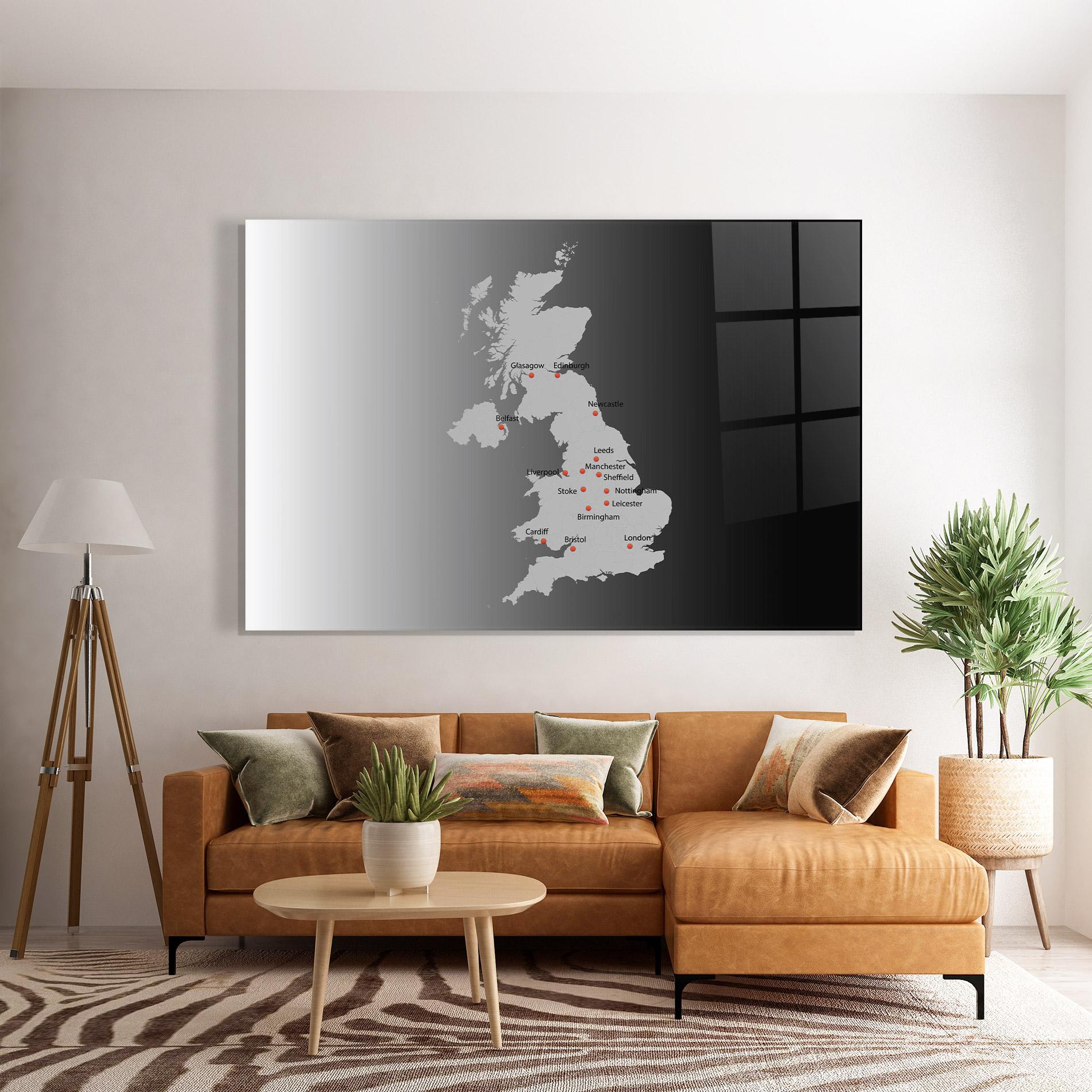 Üvegkép Uk Map mockup 7
