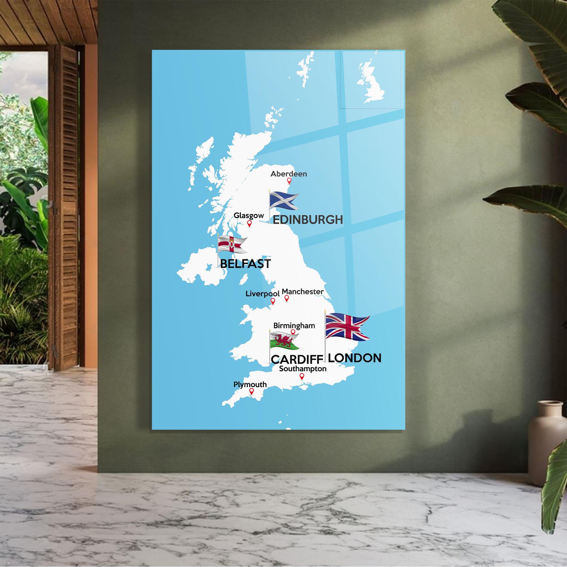 Üvegkép England Map mockup 7