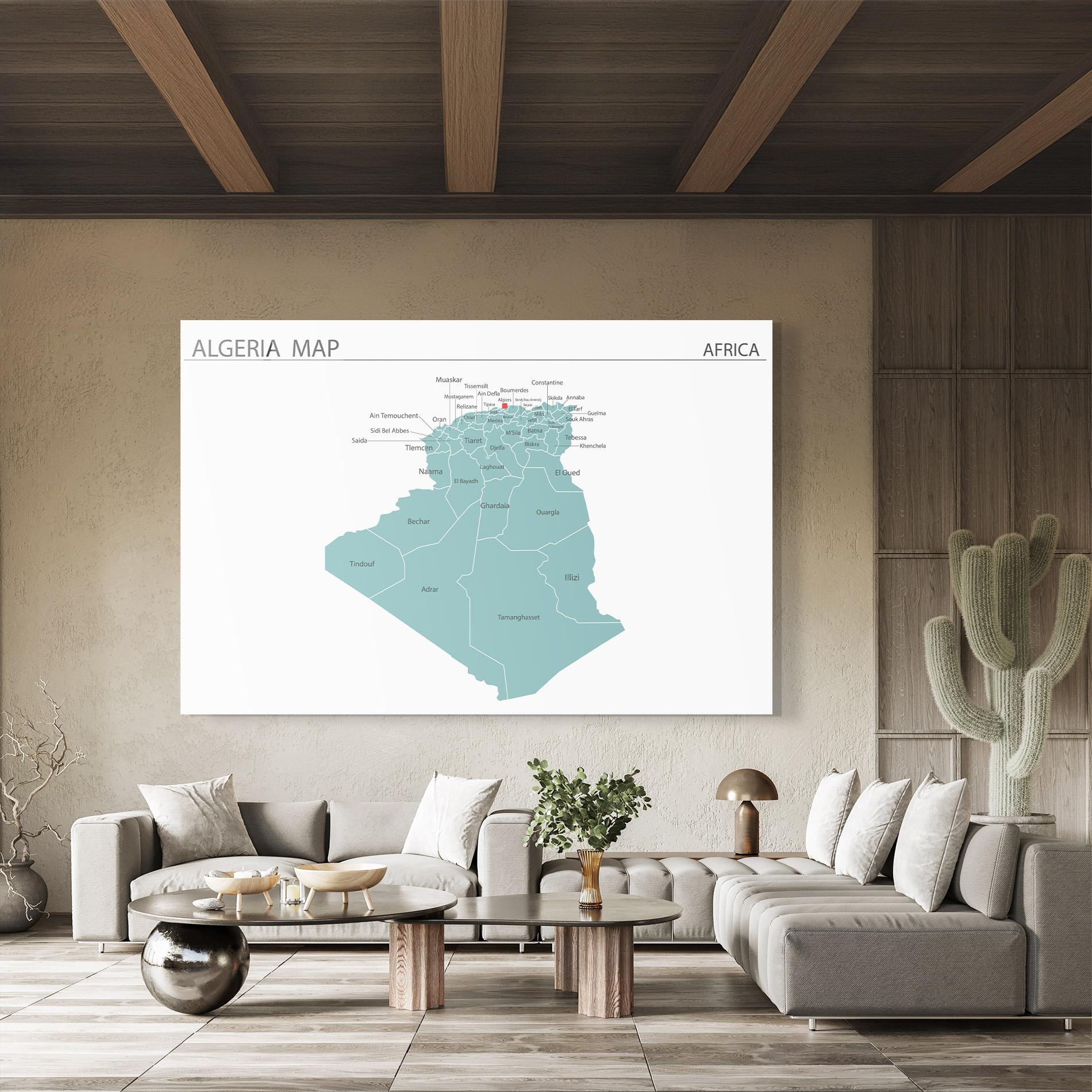 Üvegkép Algeria Map mockup 8