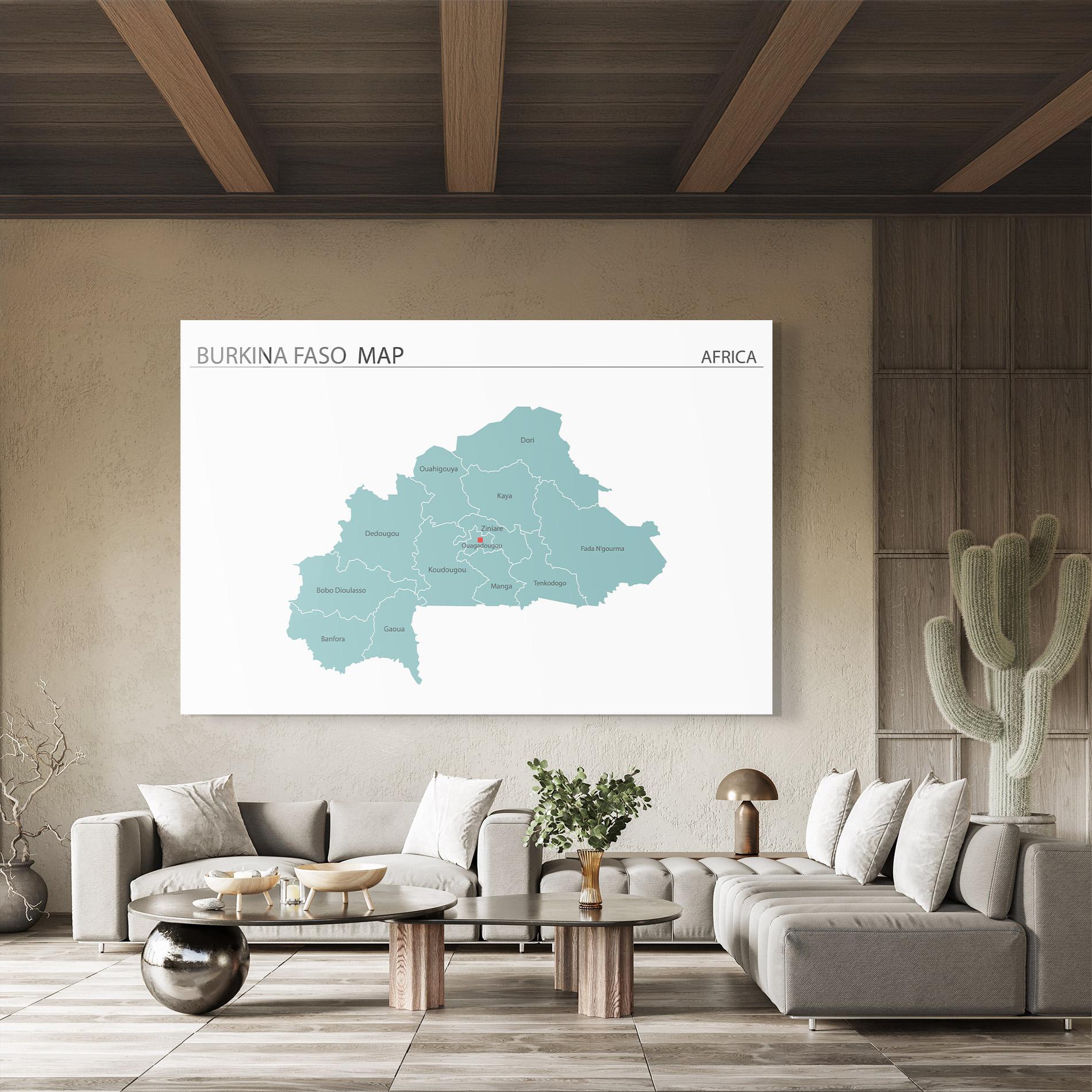 Üvegkép Burkina Faso Map mockup 8