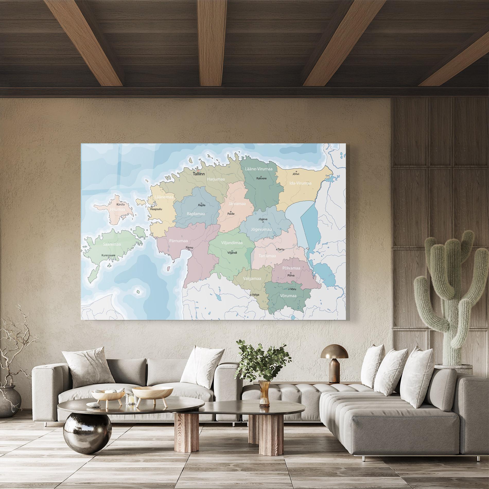 Üvegkép Estonia Map mockup 8