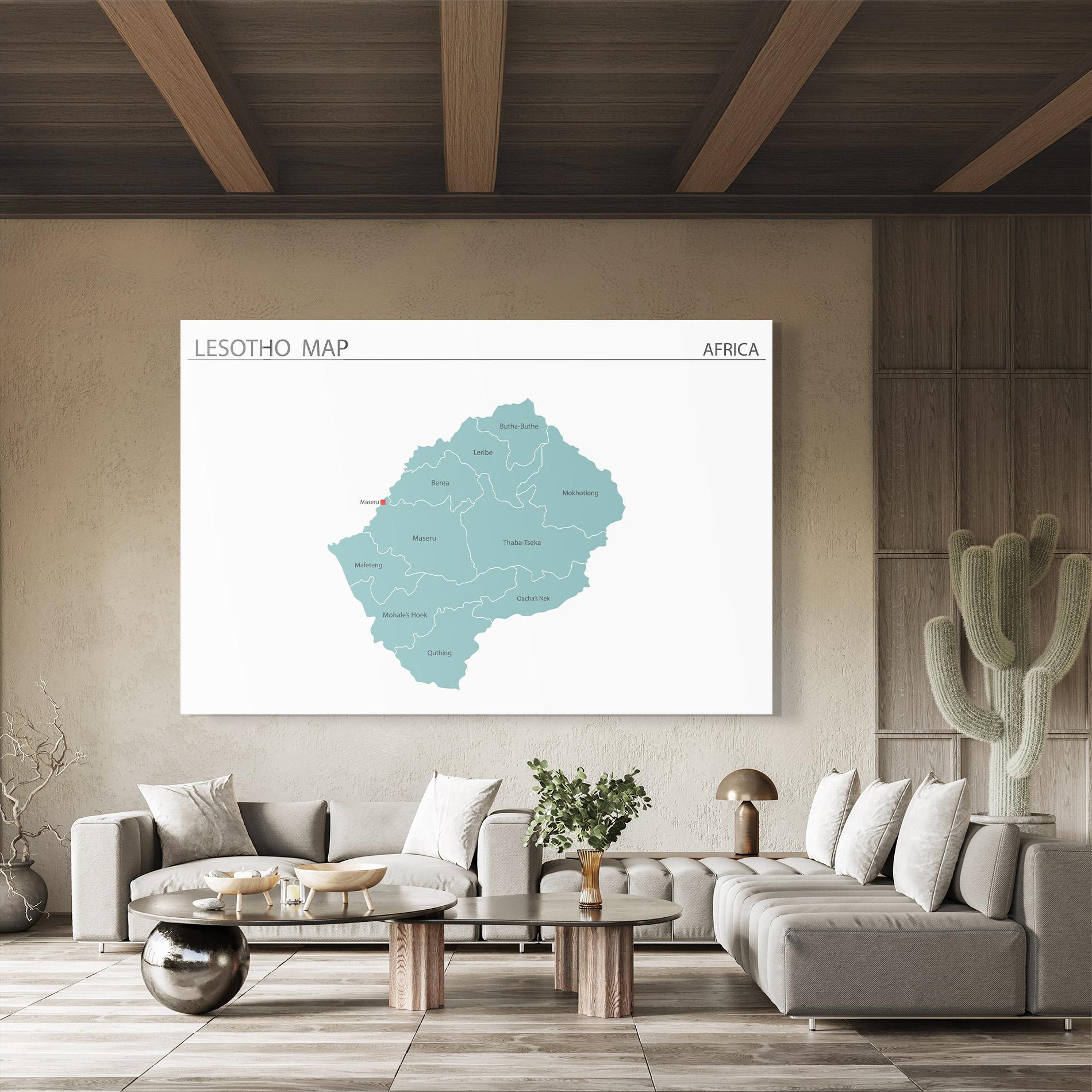 Üvegkép Lesotho Map mockup 8
