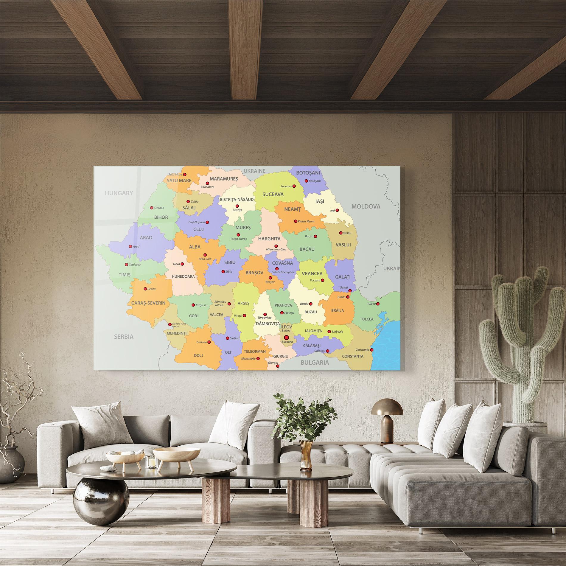 Üvegkép Romania Map mockup 8