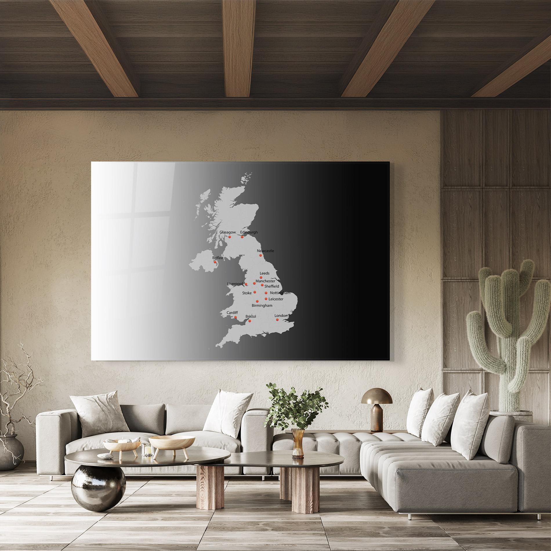 Üvegkép Uk Map mockup 8