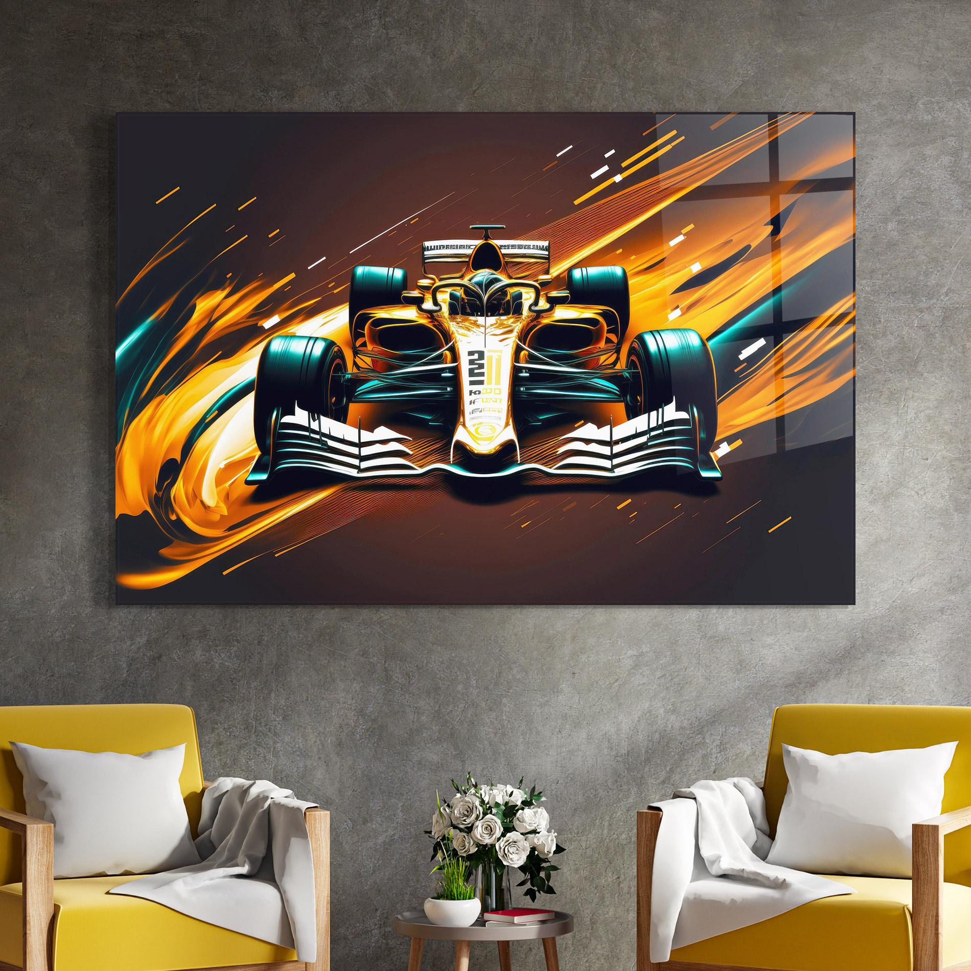 Üvegkép Orange Racing Car mockup 4