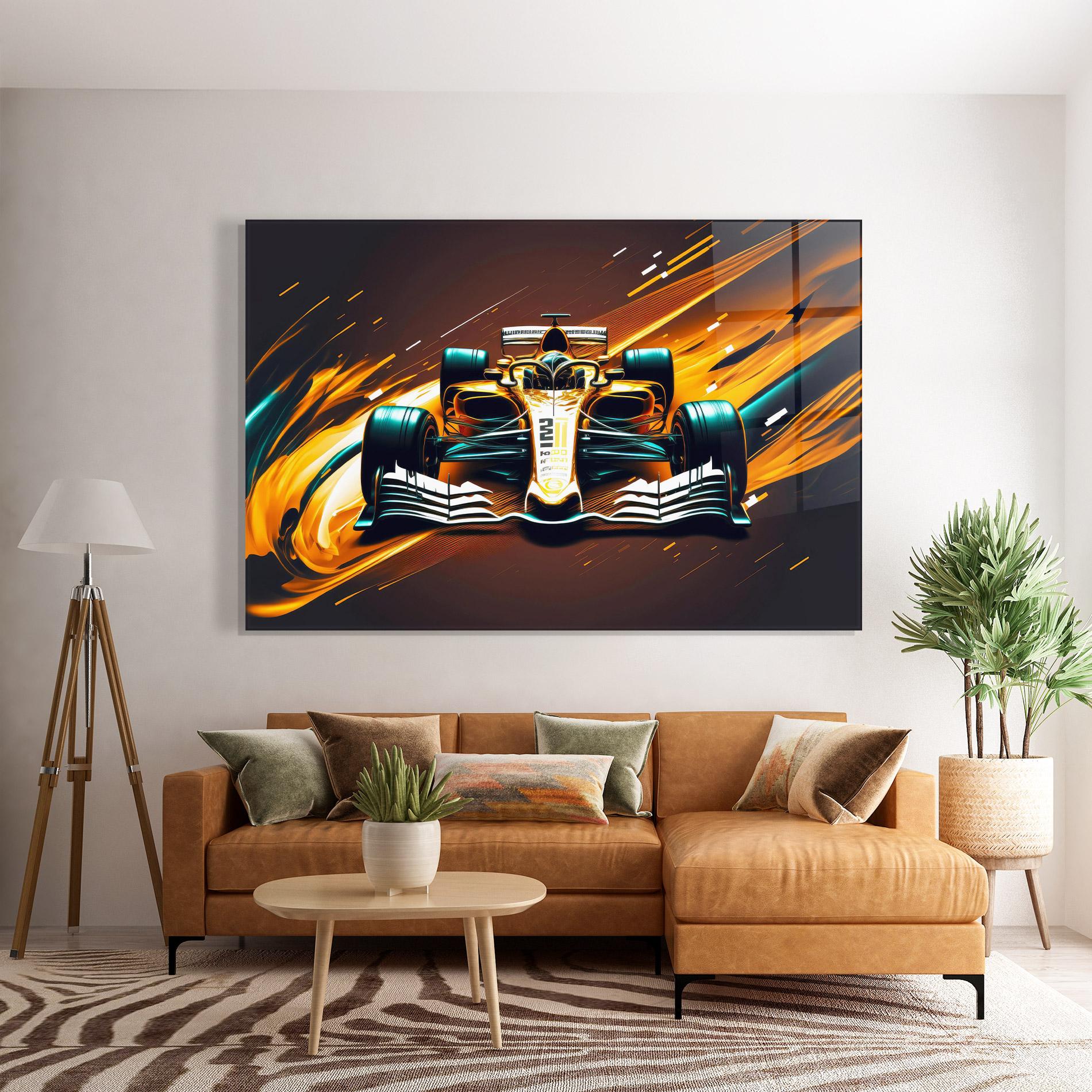 Üvegkép Orange Racing Car mockup 7