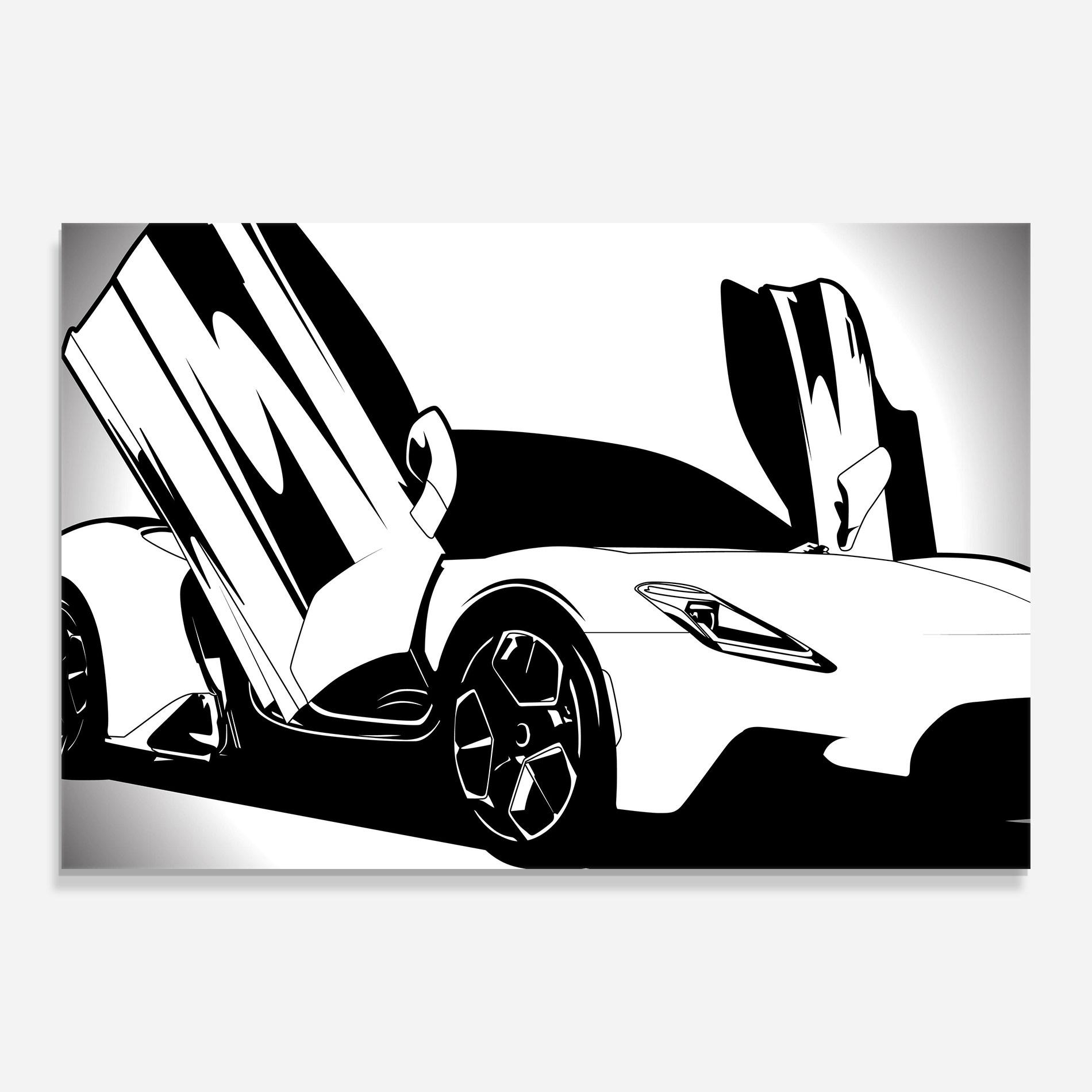 Üvegkép Black White Car mockup 0
