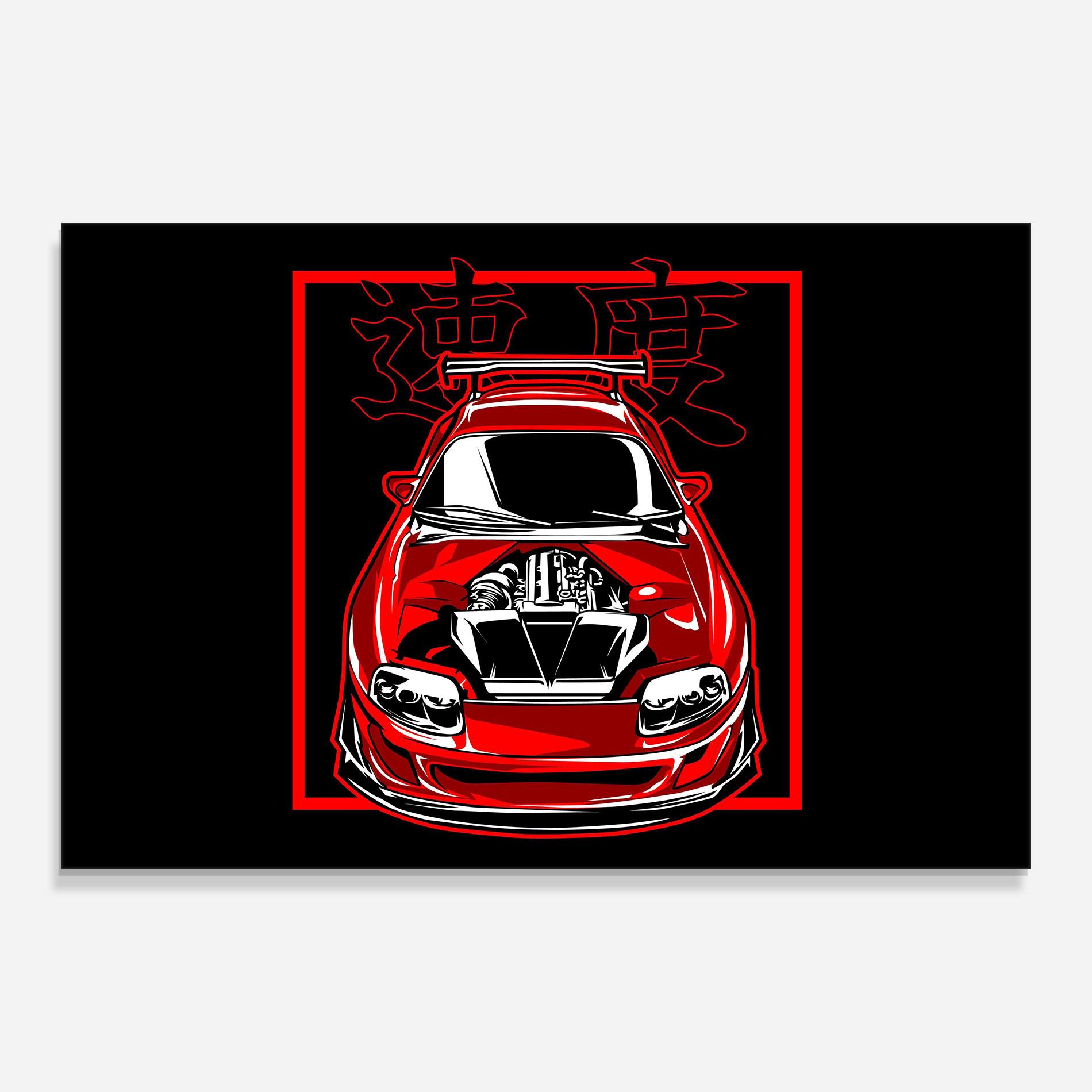 Üvegkép Japanese Red Car mockup 0