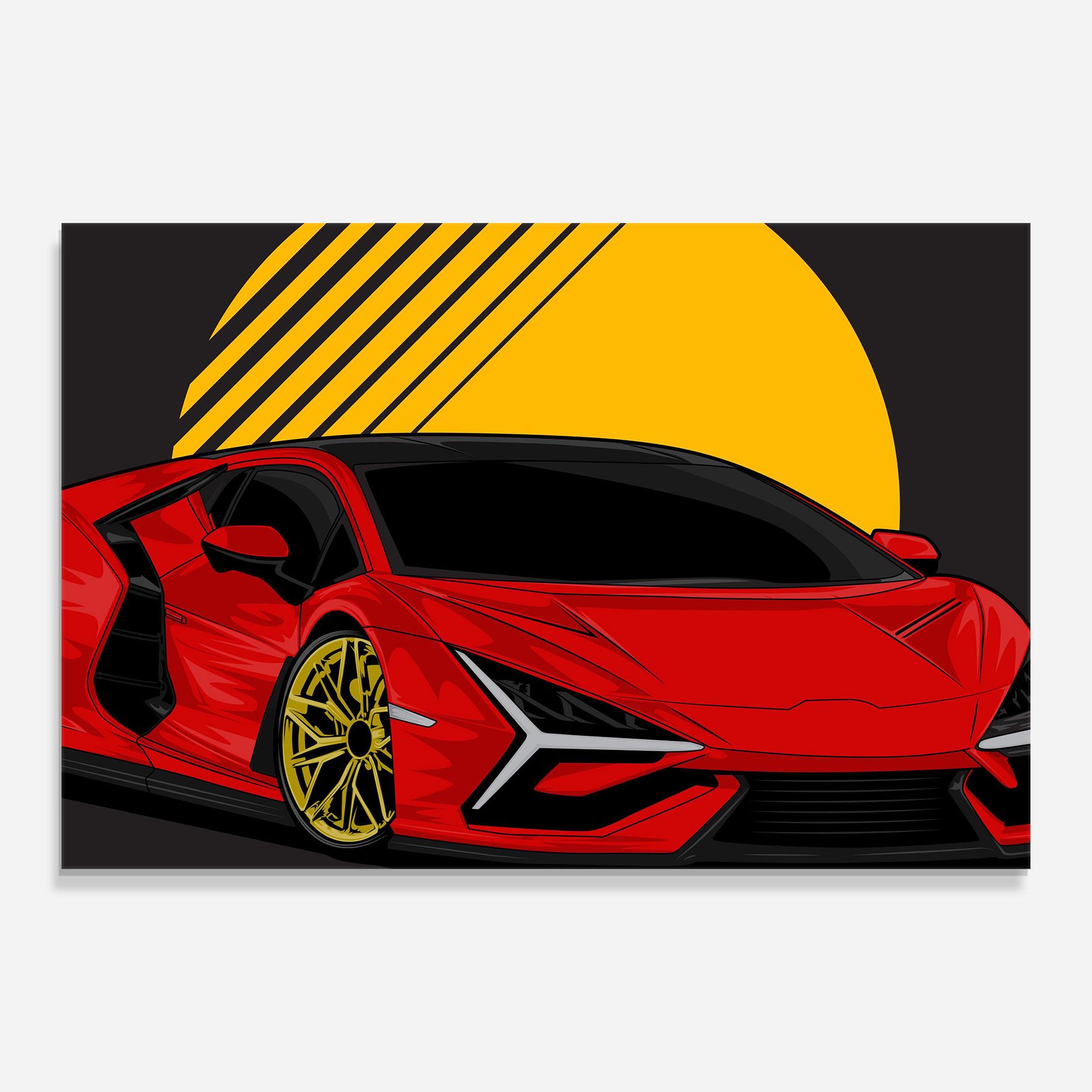Üvegkép Red Yellow Sport Car mockup 0