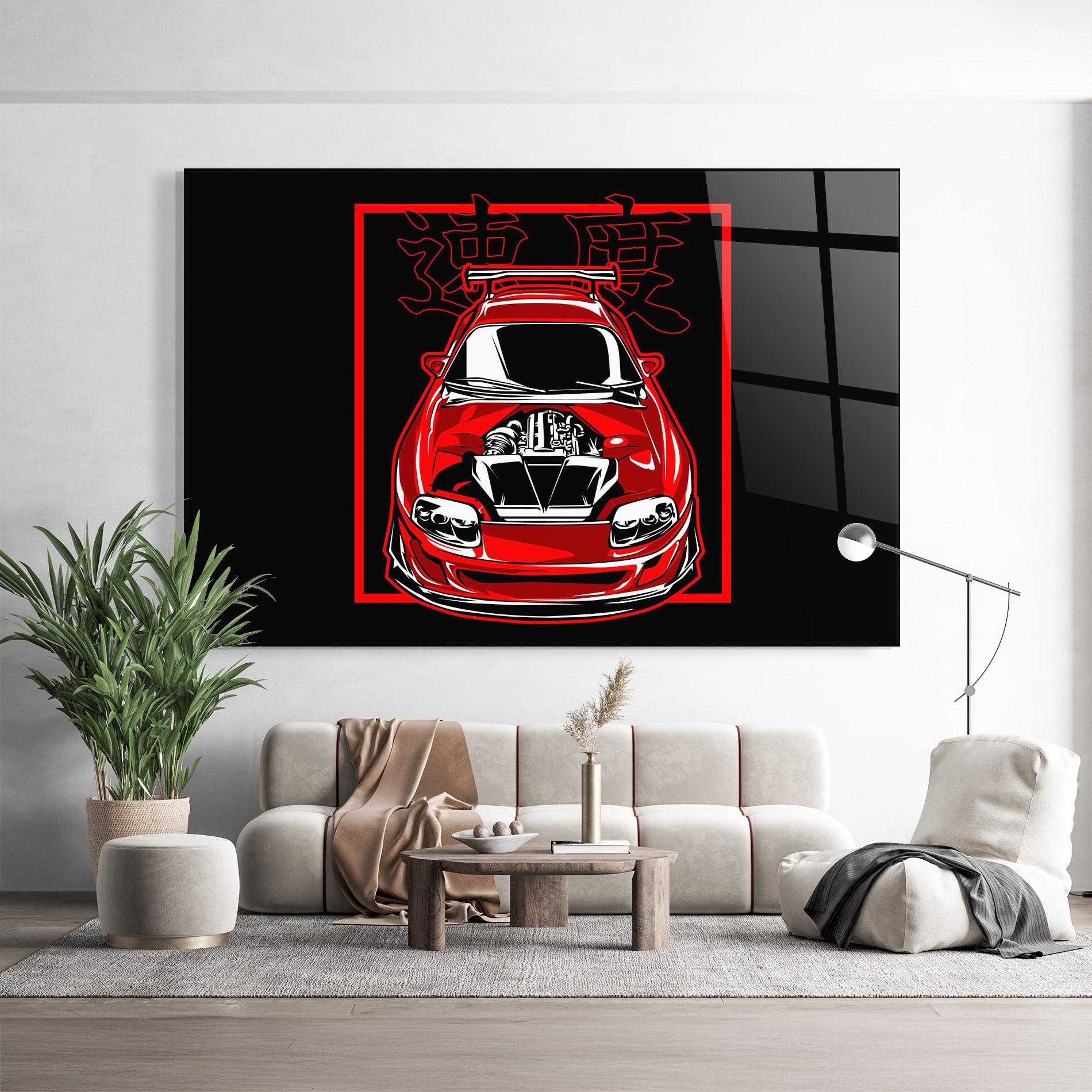 Üvegkép Japanese Red Car mockup 9