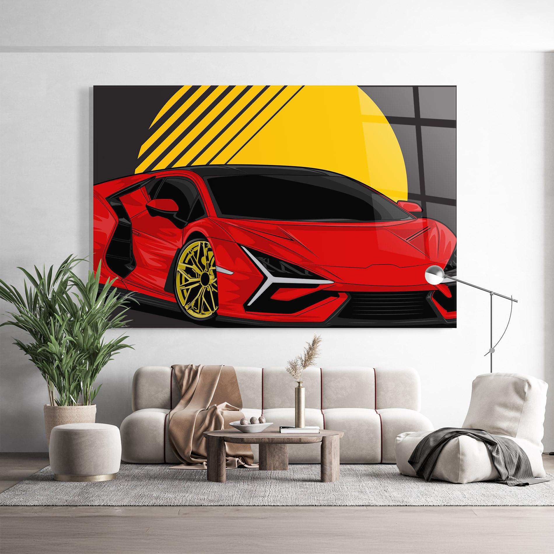 Üvegkép Red Yellow Sport Car mockup 9