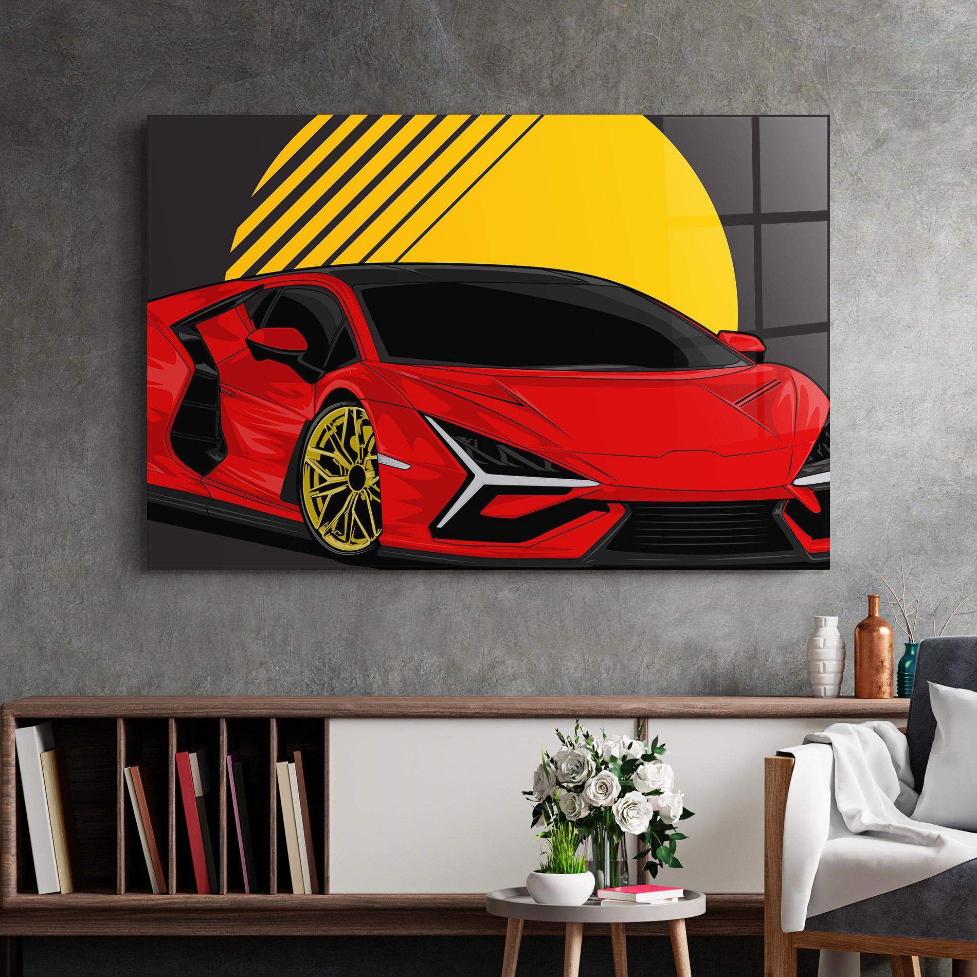 Üvegkép Red Yellow Sport Car mockup 2