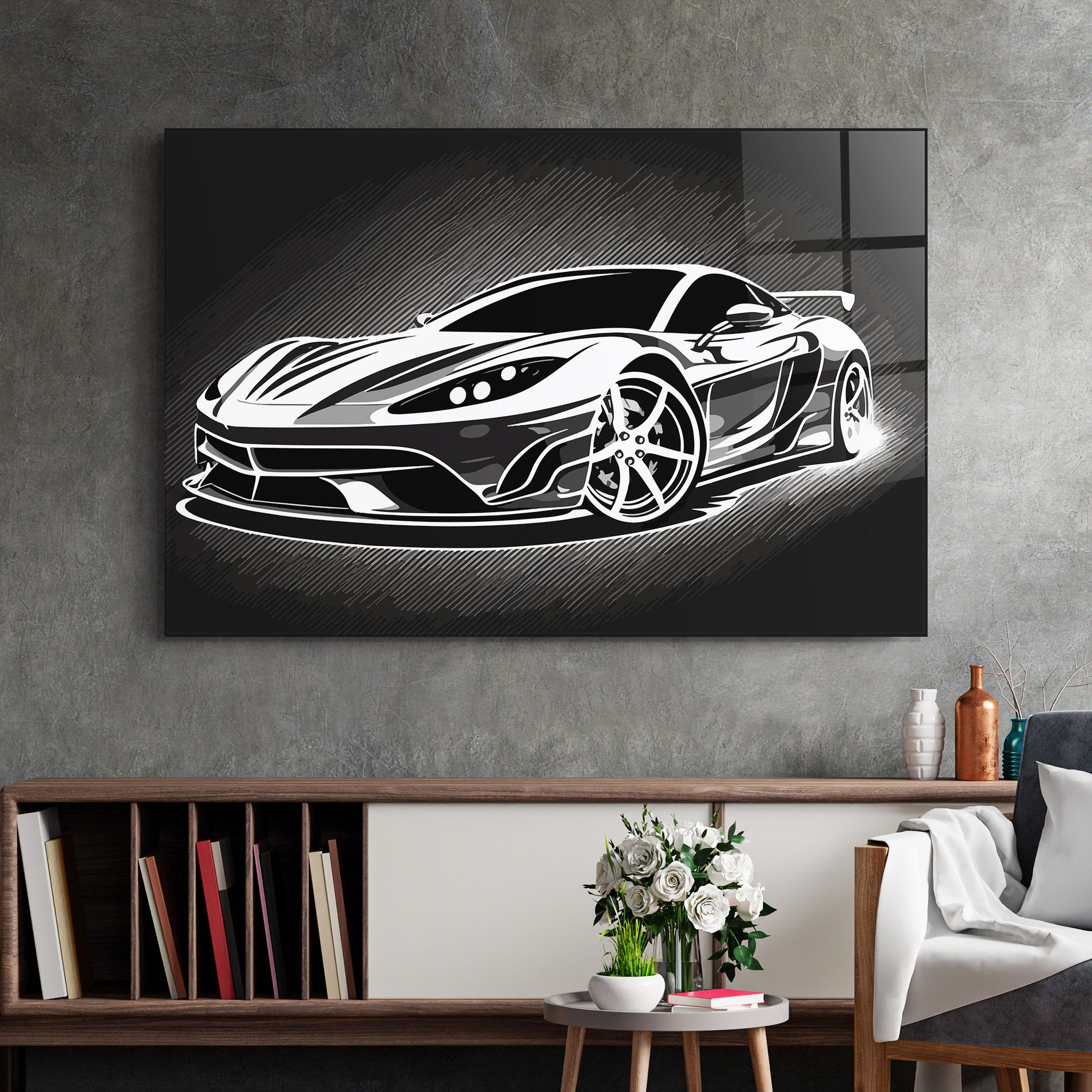 White Sport Car mockup 2