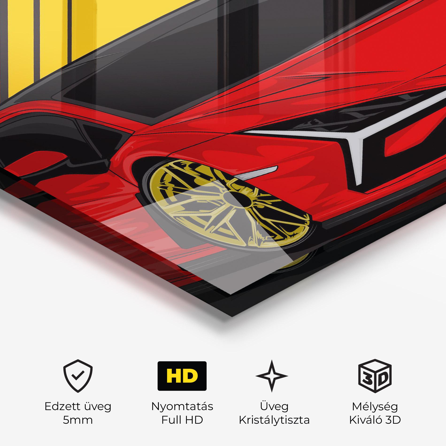 Üvegkép Red Yellow Sport Car mockup 3