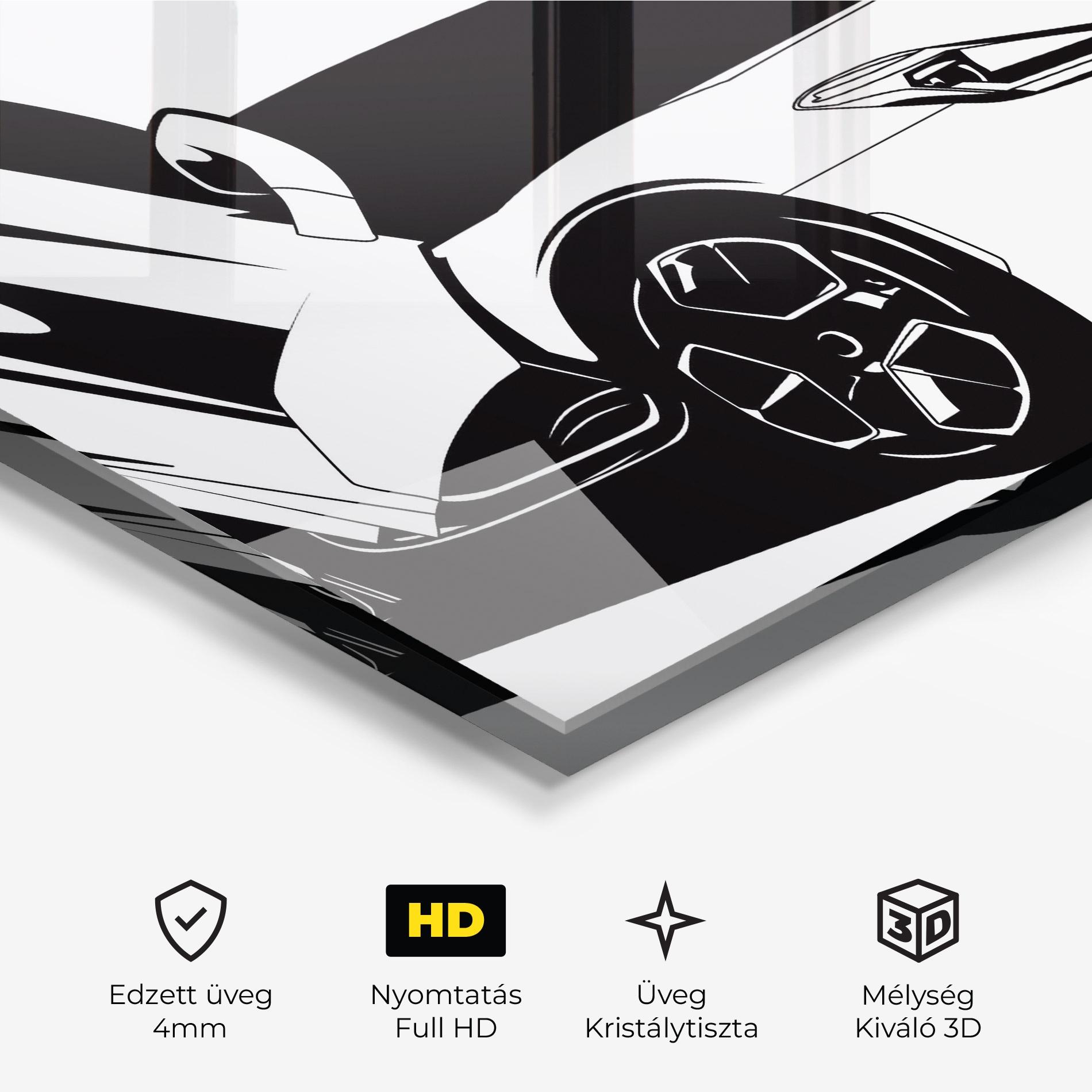 Üvegkép Black White Car mockup 3