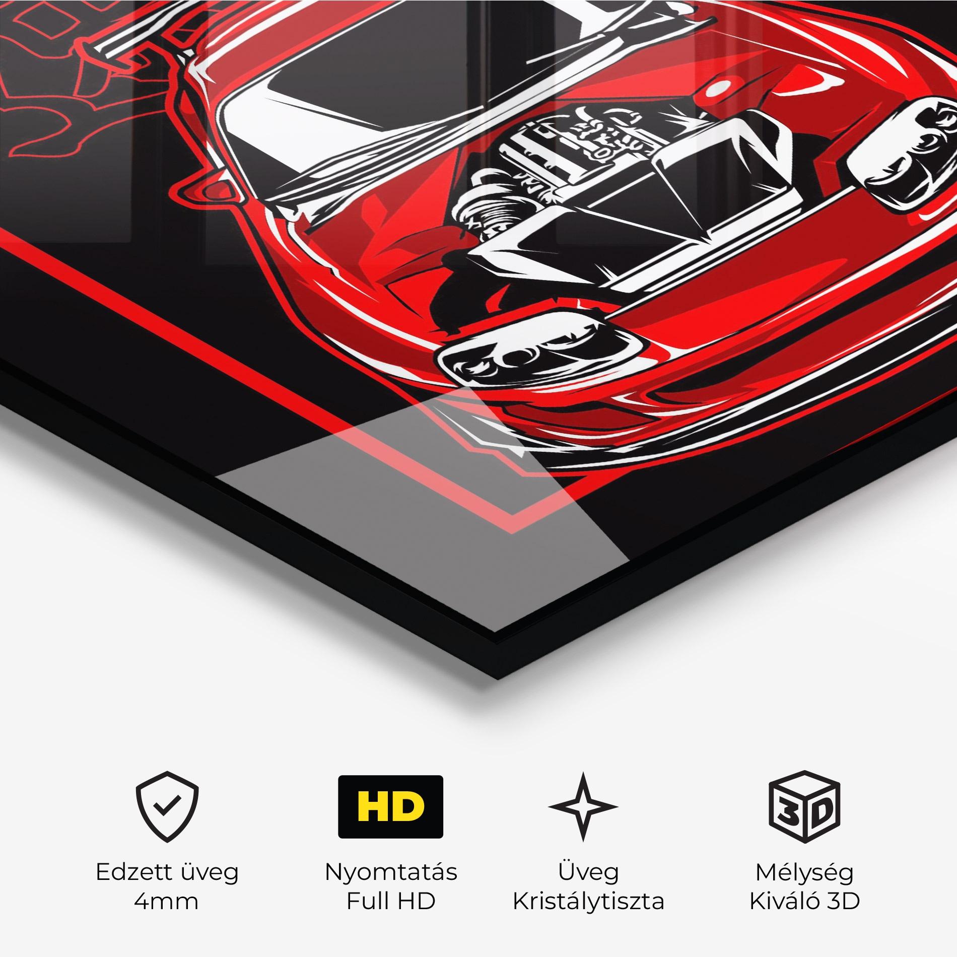 Üvegkép Japanese Red Car mockup 3