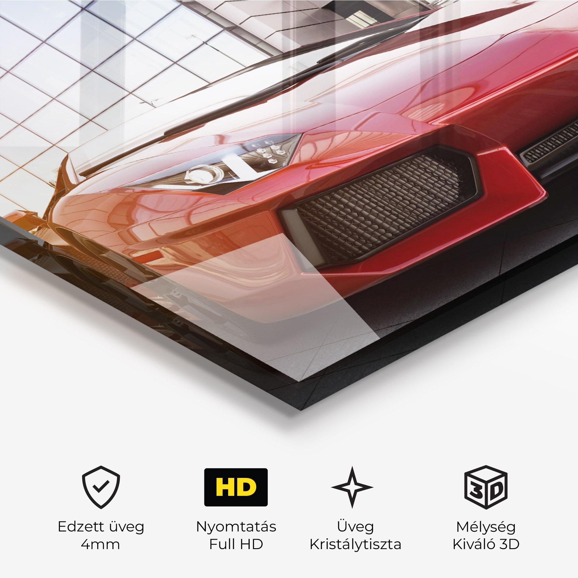 Üvegkép Red Lambo Outside mockup 3
