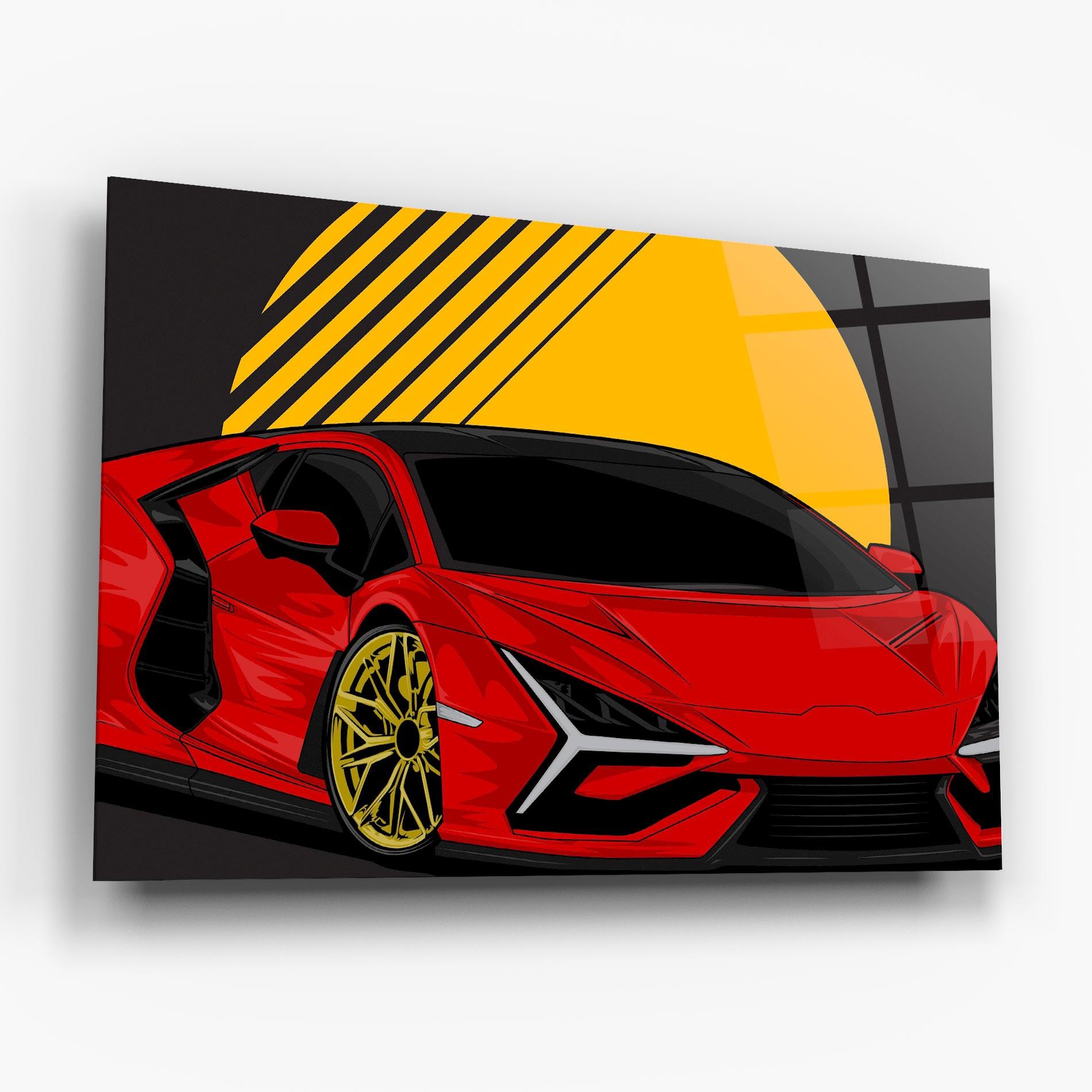 Üvegkép Red Yellow Sport Car mockup 6