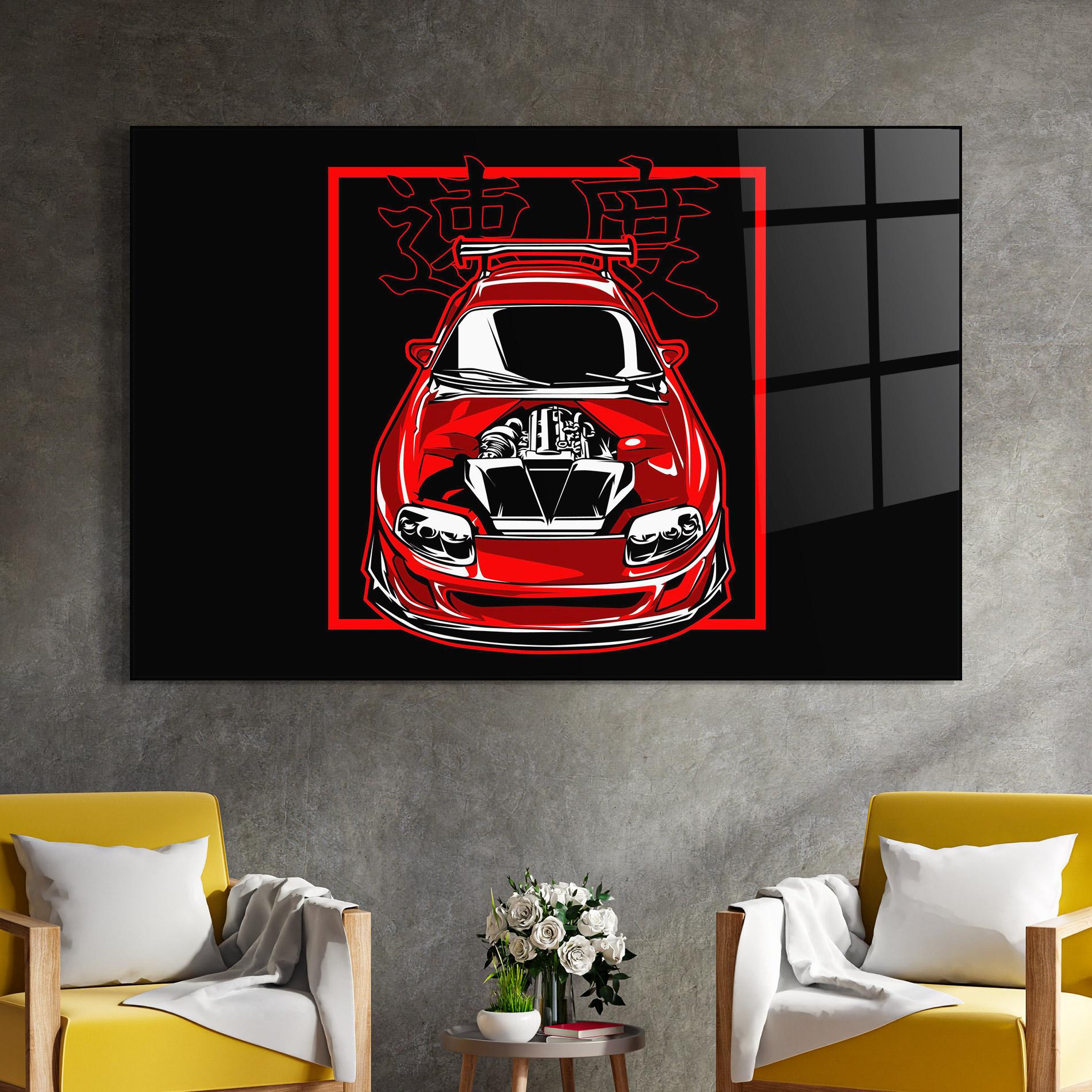 Üvegkép Japanese Red Car mockup 4